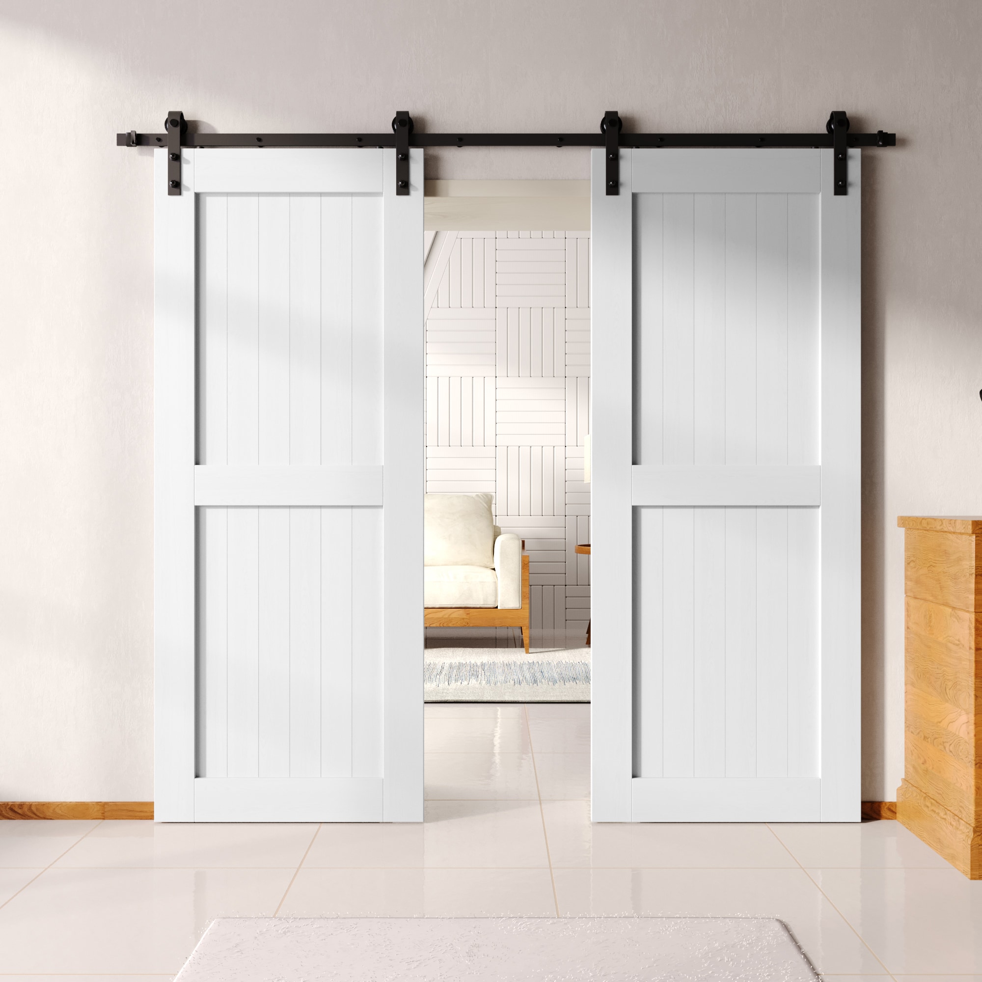 HOMACER YT2TGH156C-3696-H-WH Barn-Doors - View #8