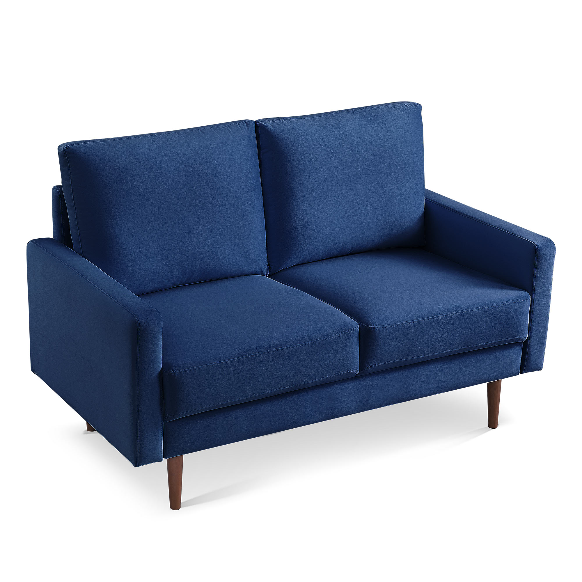 Modern Blue Velvet 57" Loveseat with Square Arms
