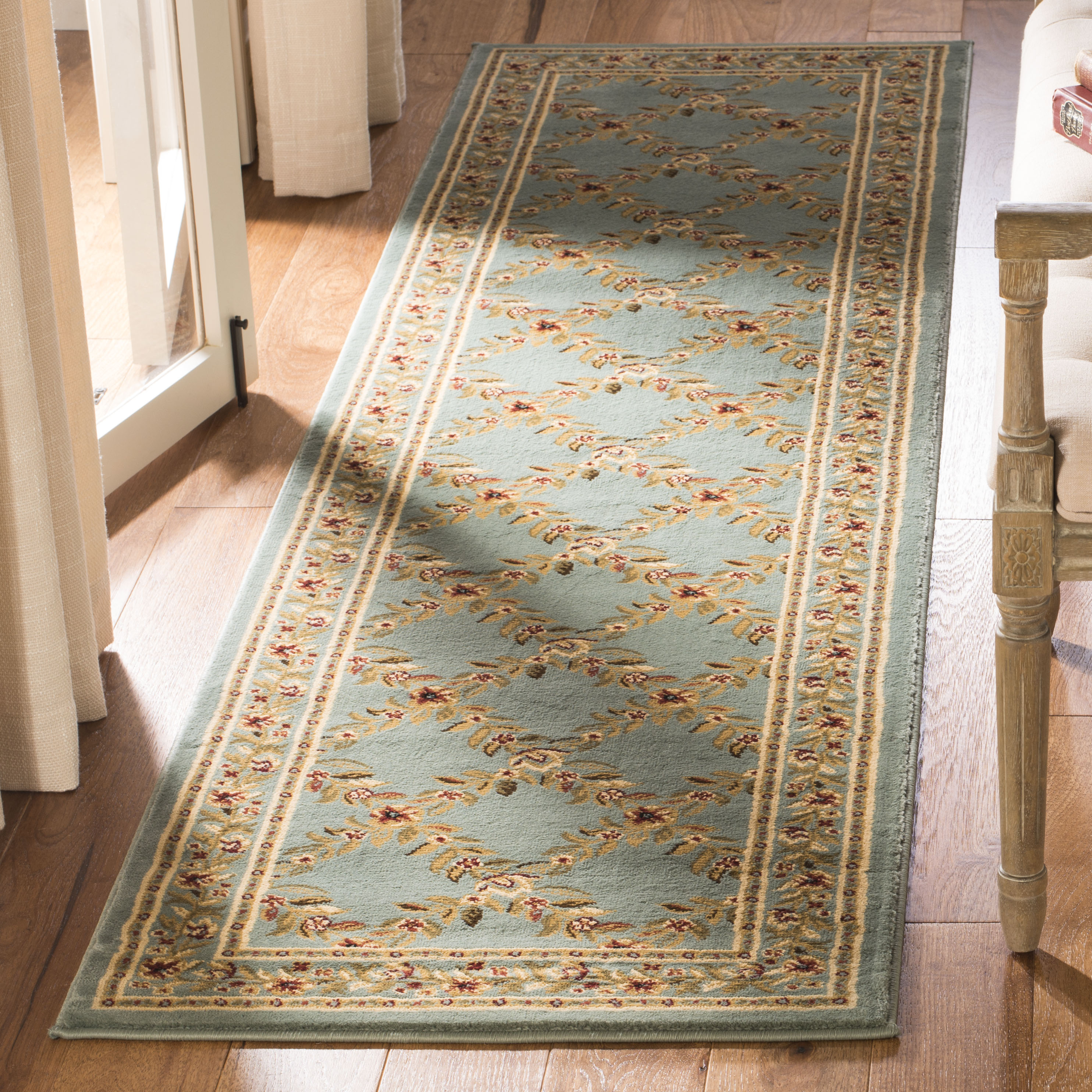 Safavieh LNH557-6565-28 Lyndhurst Open Floral 2 x 8 (ft) Loomed Polypropylene Blue/Blue Rectangular Indoor Floral/Botanical Oriental Runner rug
