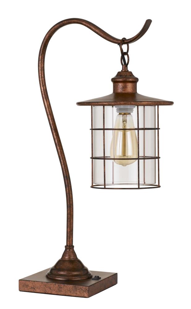Cal Lighting BO-2668DK-RU Silverton 24.5-in Rust Desk Lamp with Glass Shade