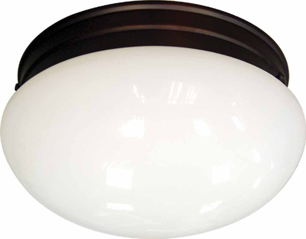 Antique Bronze and Opalescent Glass Flush Mount Light