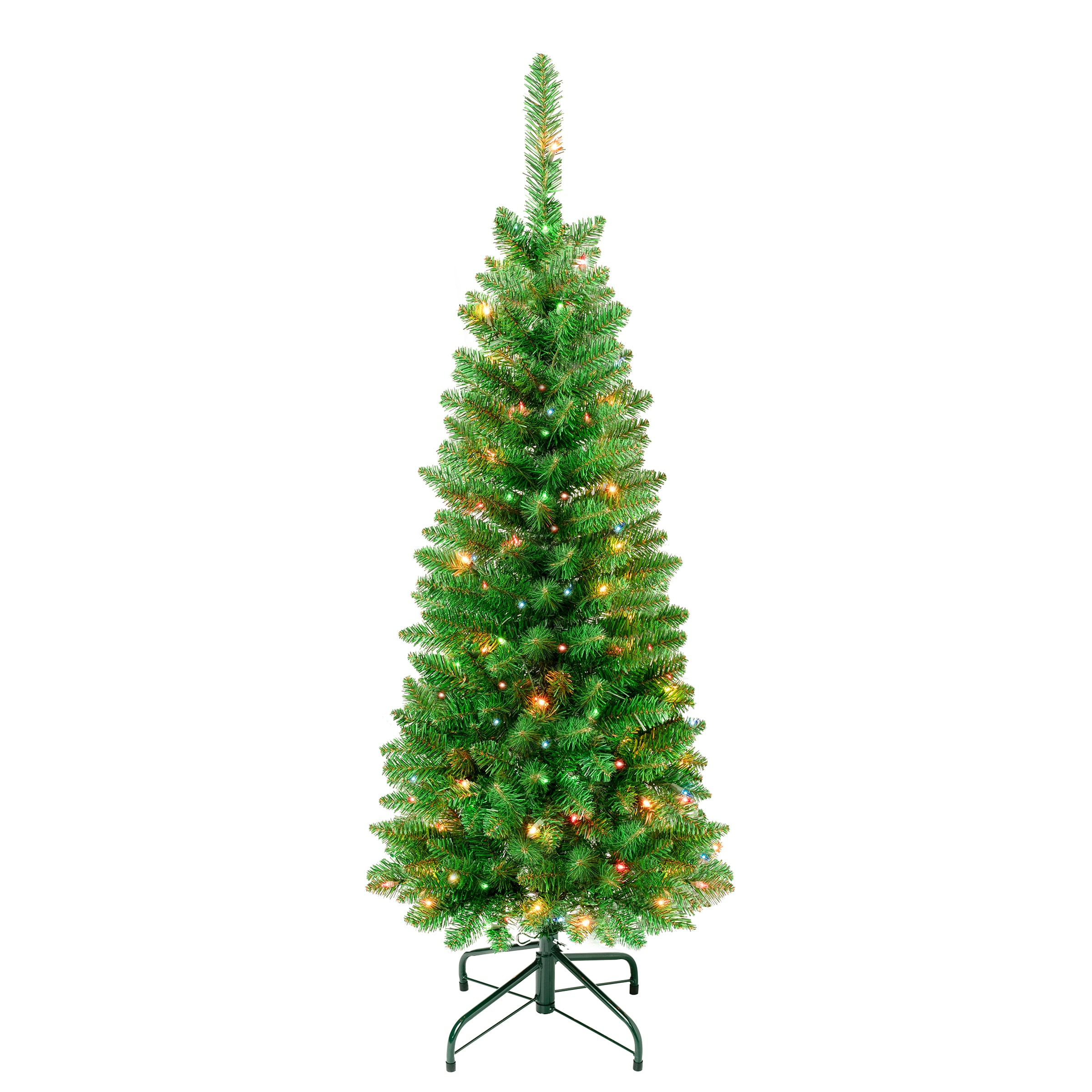 National Tree Company RW100-304R-45 4.5-ft Pre-lit Pencil Artificial Christmas Tree with Multicolor Incandescent Lights