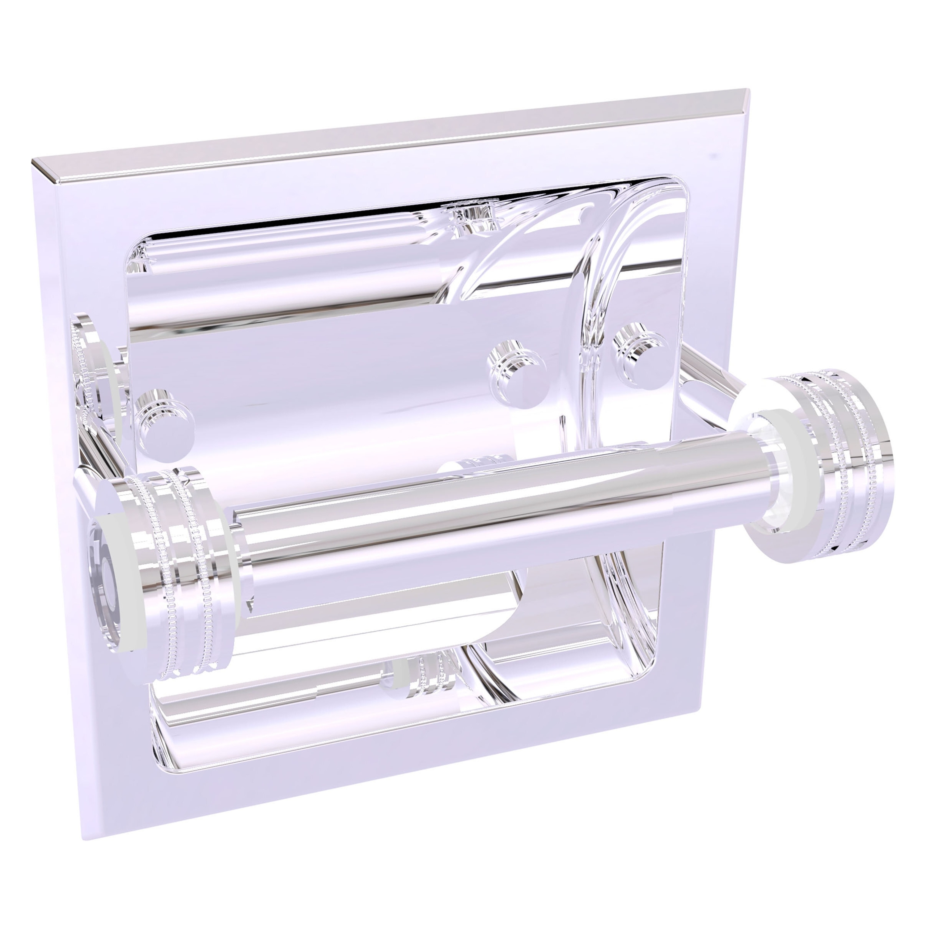 Allied Brass CV-24CD-PC Clearview Polished Chrome Recessed Double post Toilet Paper Holder 1 -Rolls with Storage
