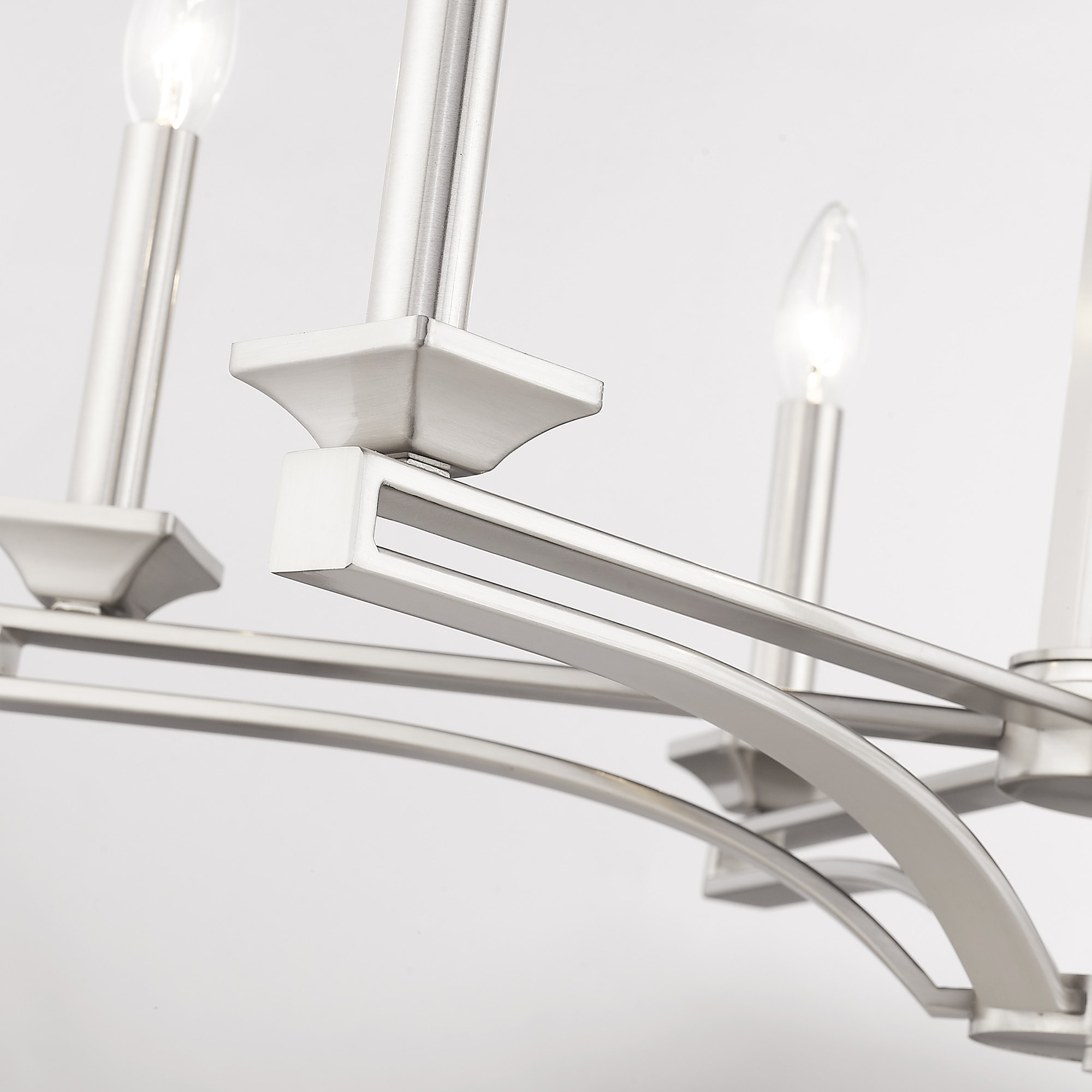 Elegant 6-Light Brushed Nickel Chandelier with Candlestick Mounts