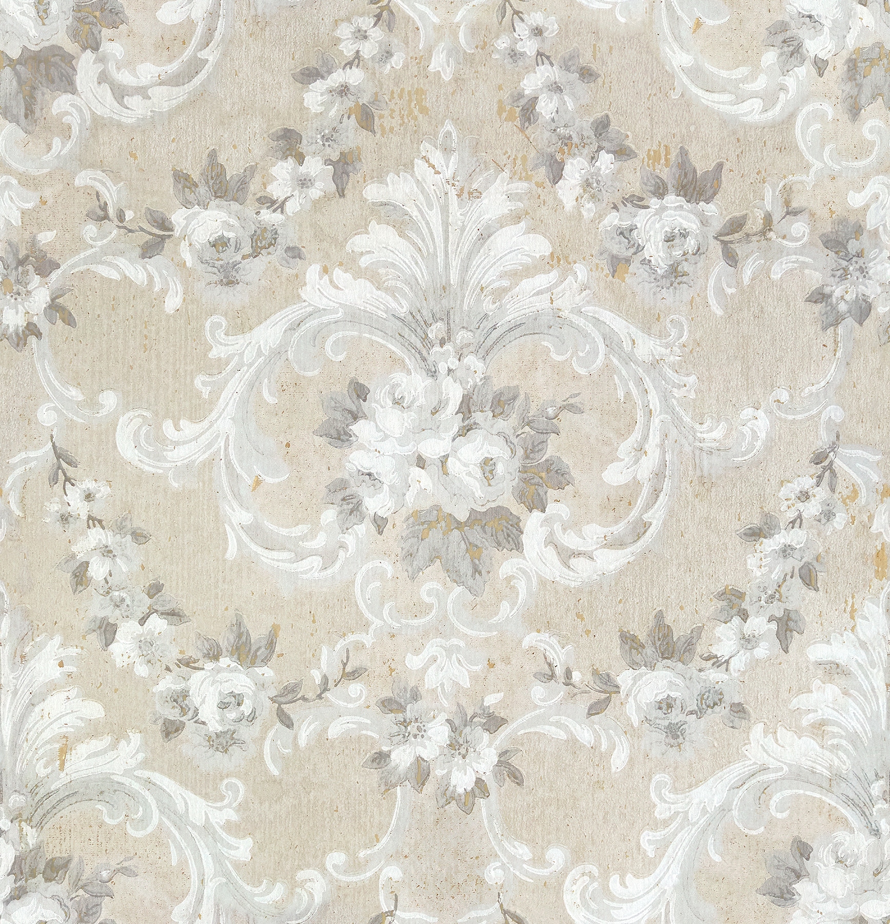 A-Street Prints AST4064 Zio and Sons 56.4-Sq. Feet White Non-woven Damask Unpasted Wallpaper
