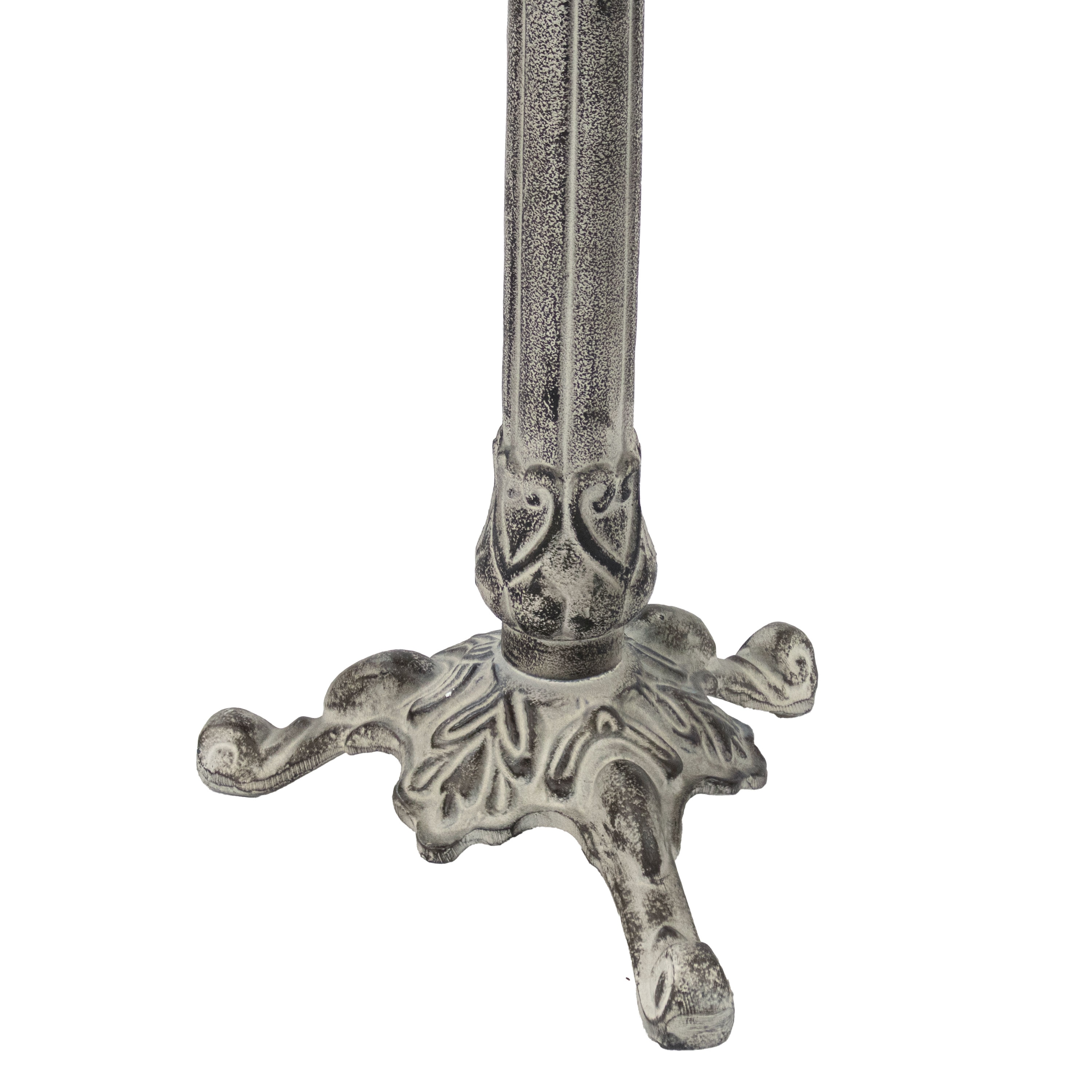 Antique Gray Cast Aluminum Bird Bath with Blossom Motif