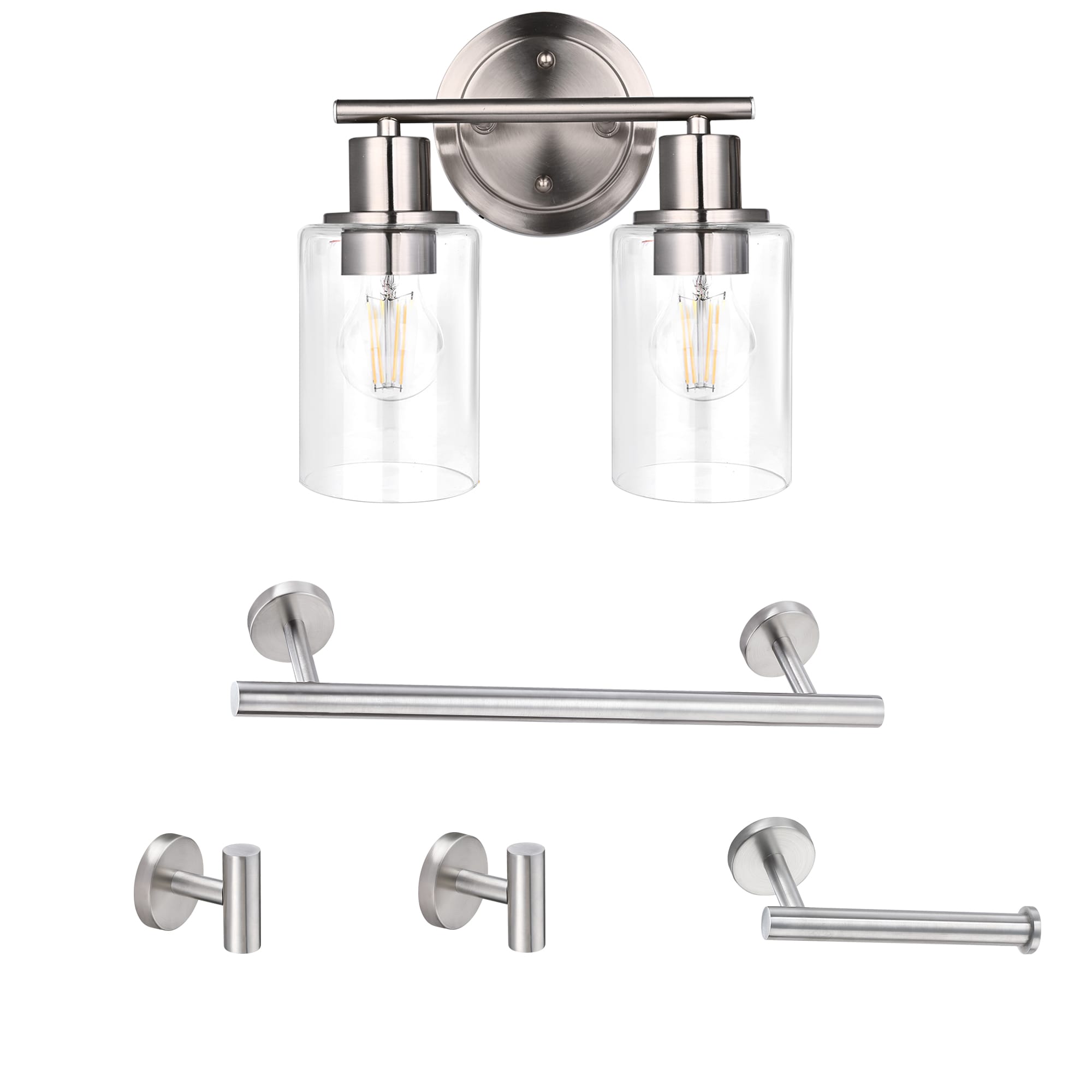 Hukoro F41002-VL5-BN GLA 5-Piece Bathroom set 10-in 2 -Light Brushed Nickel Traditional Vanity light