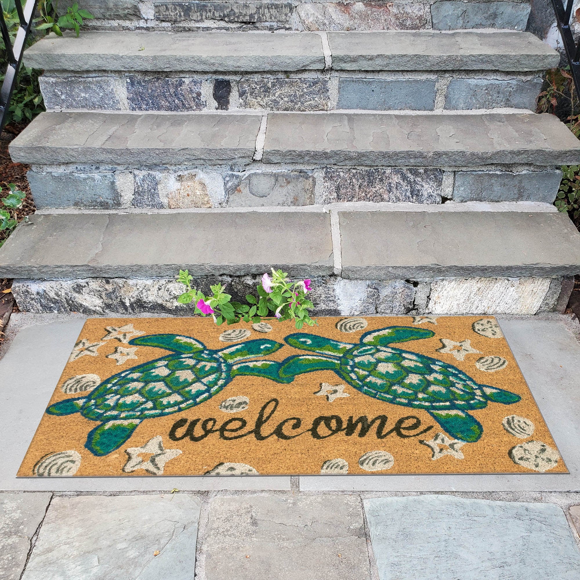 Natural Coir Seaturtle Welcome Outdoor Doormat