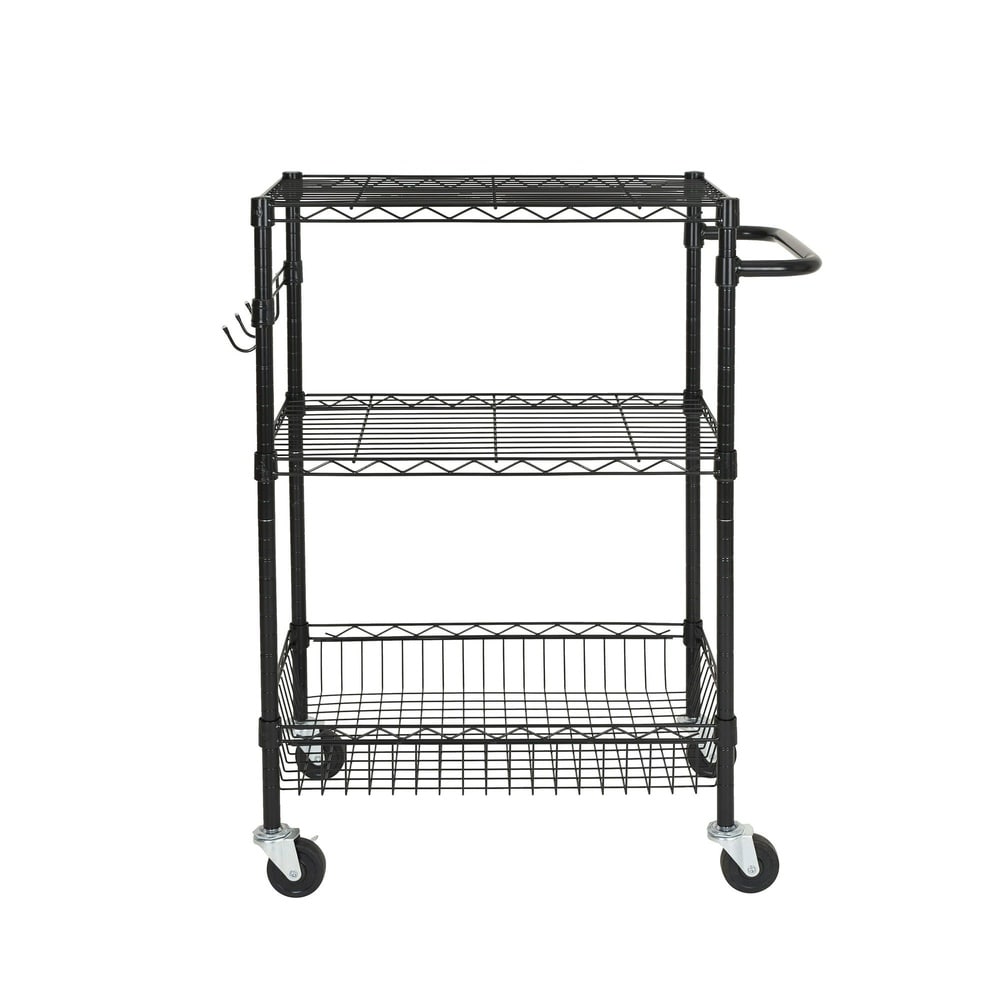 SPACELEAD 3-Tier Rolling Utility Cart with 495 lb Load Capacity - Heavy Duty Steel Storage Cart on Wheels