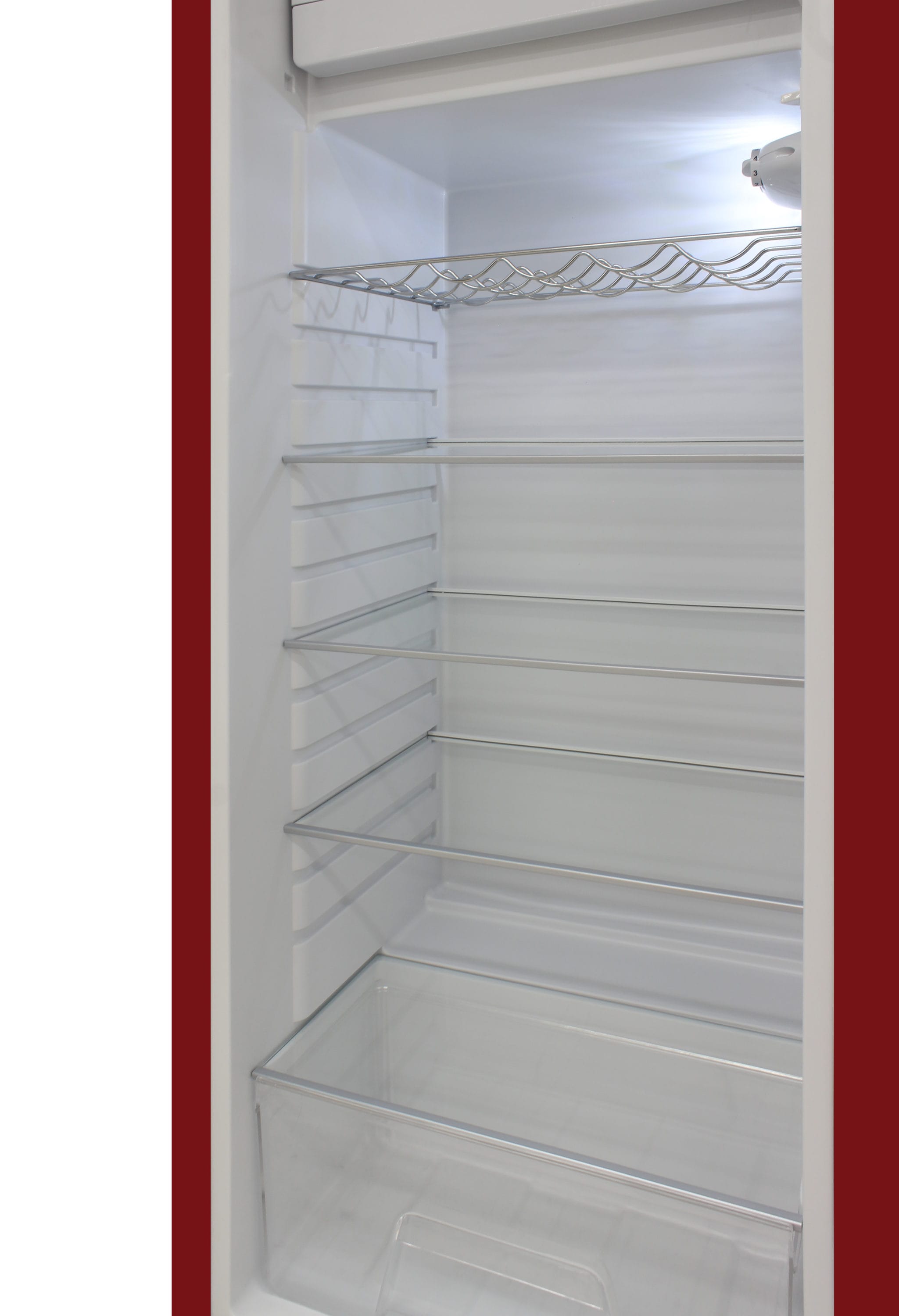 Brama 9.2 Cu.Ft. Retro Red Top-Freezer Refrigerator with Solid Steel Door