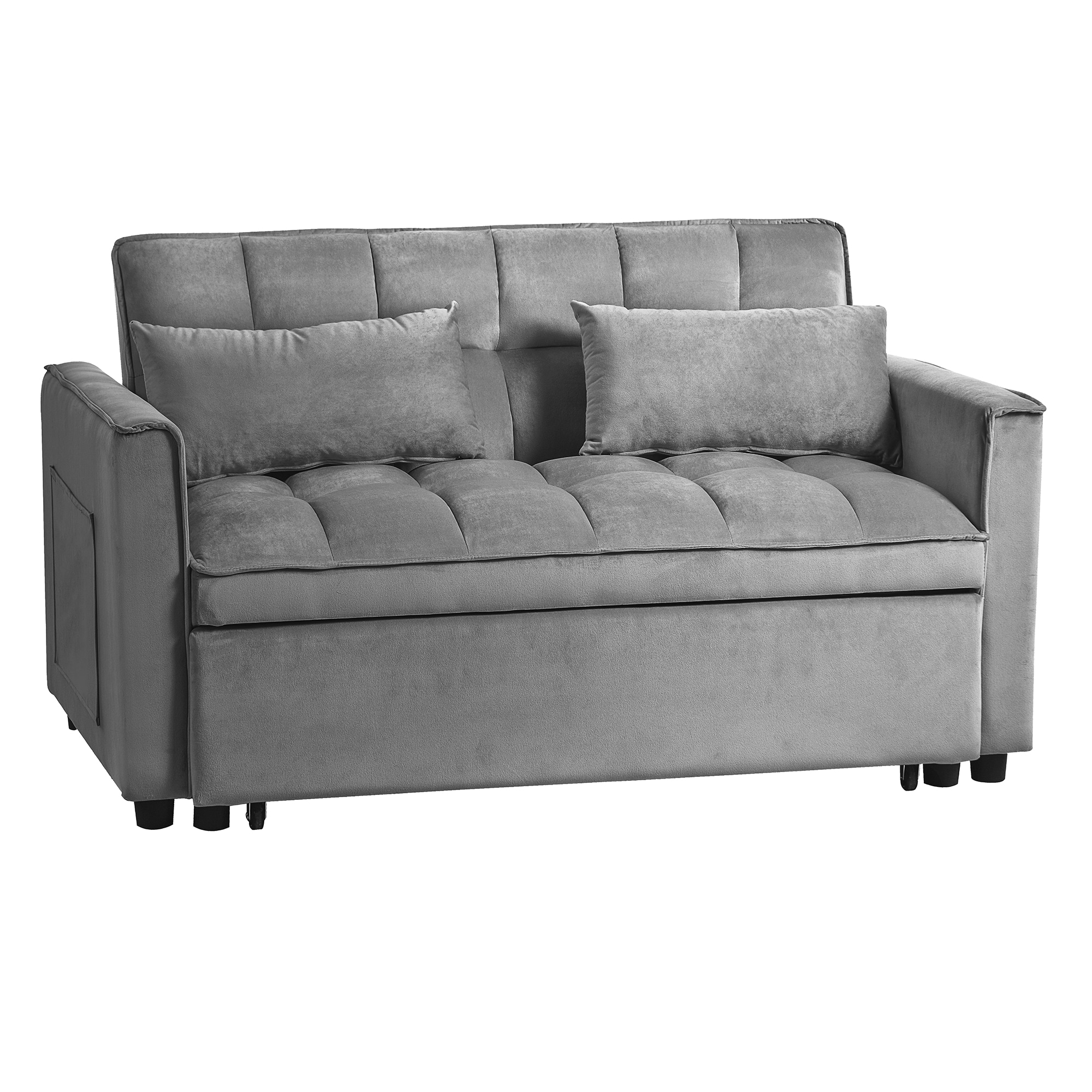 Bybafun YD2300018 52.8-in Modern Dark Gray Velvet 2 -seater Reclining Sleeper