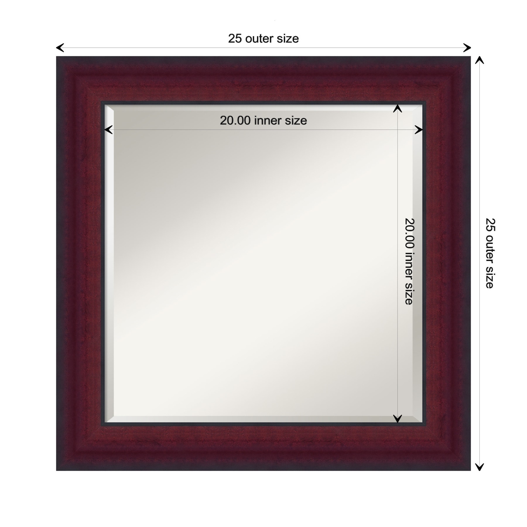 Canterbury Cherry 25" Square Wood Framed Wall Mirror