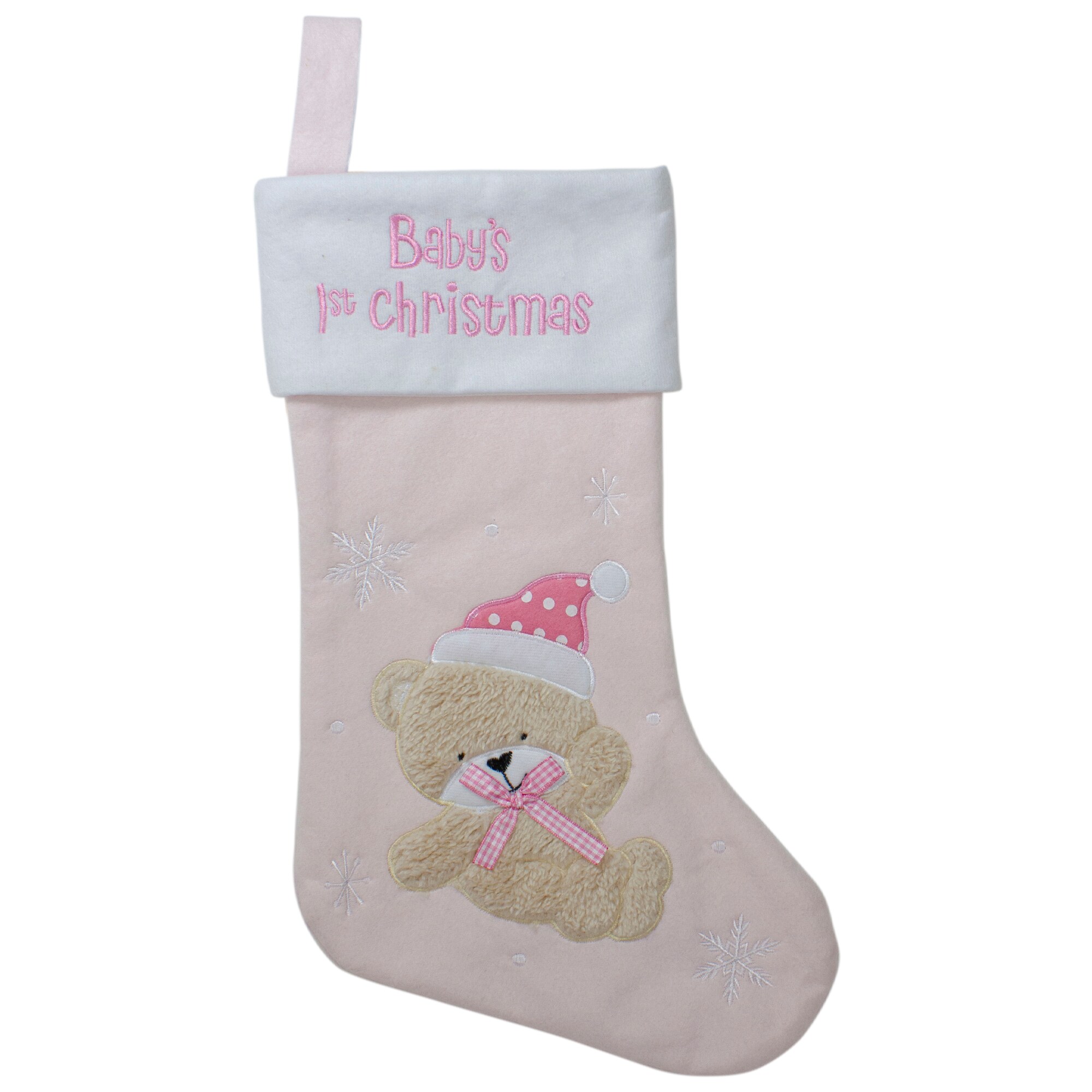 Northlight 32585024 9.5-in White Embroidered Christmas Stocking