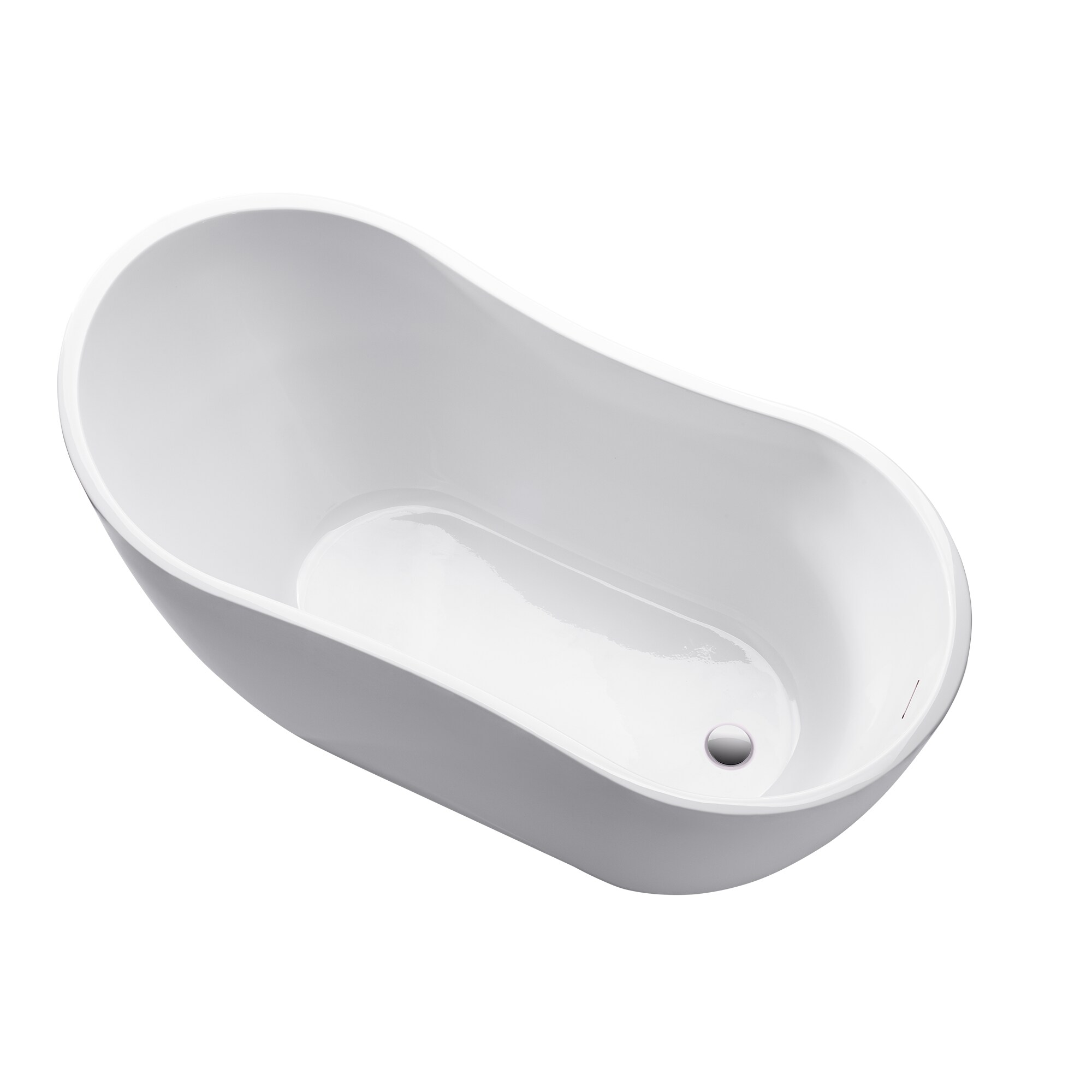 54" White Acrylic Freestanding Soaking Bathtub