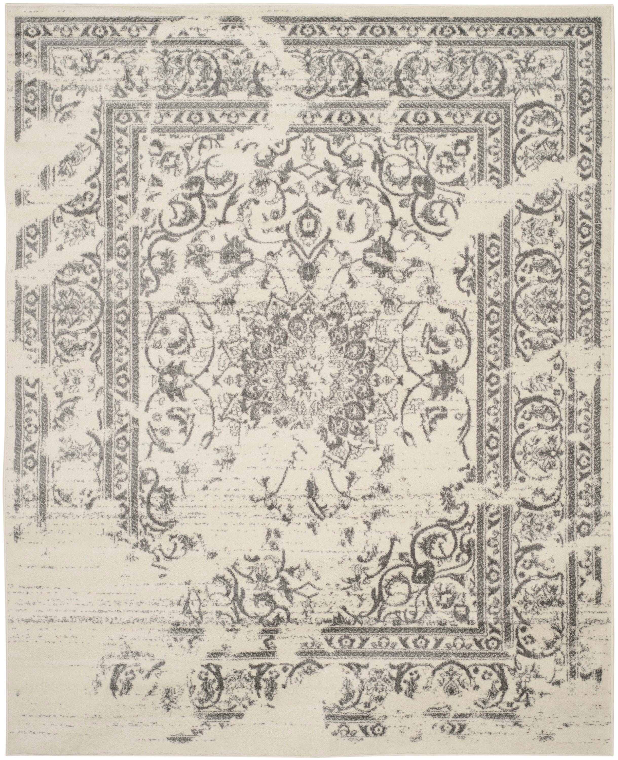 Safavieh ADR101B-1218 Adirondack Plaza 12 x 18 (ft) Loomed Polypropylene Ivory/Silver Rectangular Indoor Distressed/Overdyed Vintage Area rug
