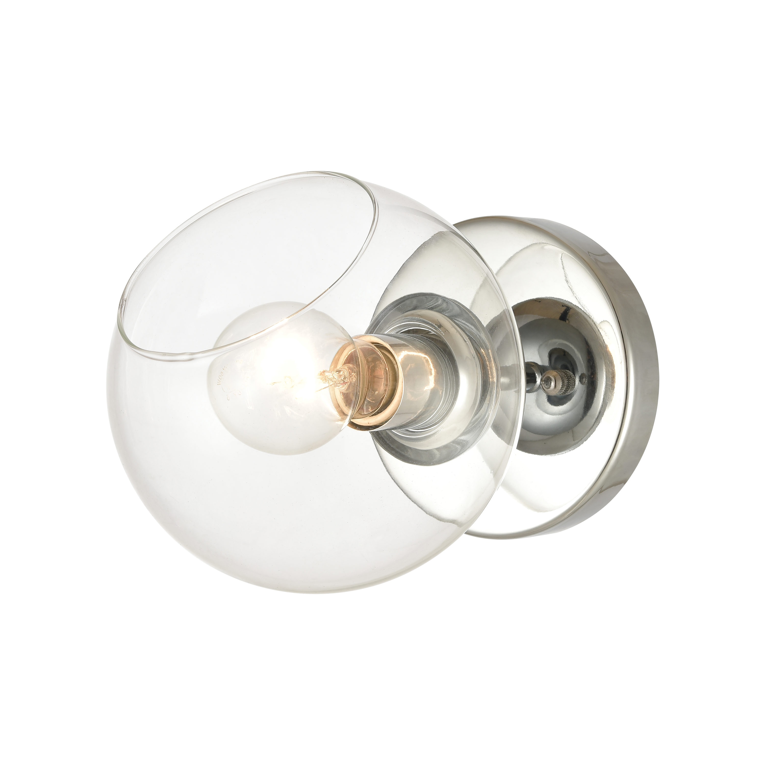 Polished Chrome Clear Glass Sphere Outdoor Vanity Light