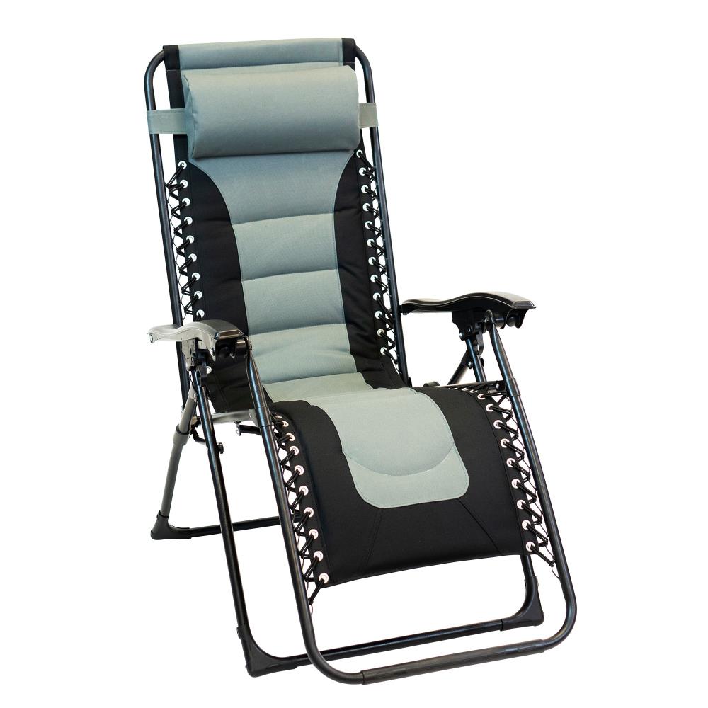 Patio Premier Set of 2 Black Steel Frame Stationary Zero Gravity Chair with Gray Sling Seat
