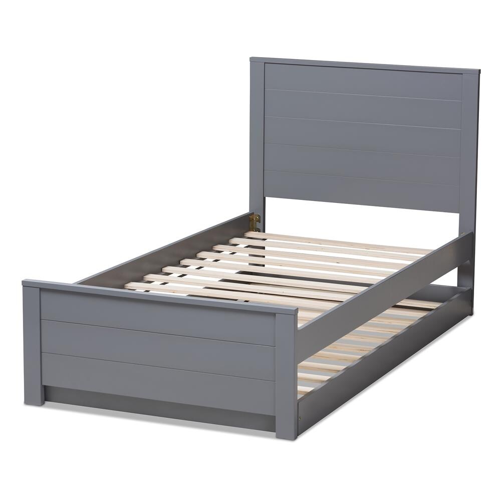 Baxton Studio Catalina Grey Twin Wood Trundle Bed in the Beds ...