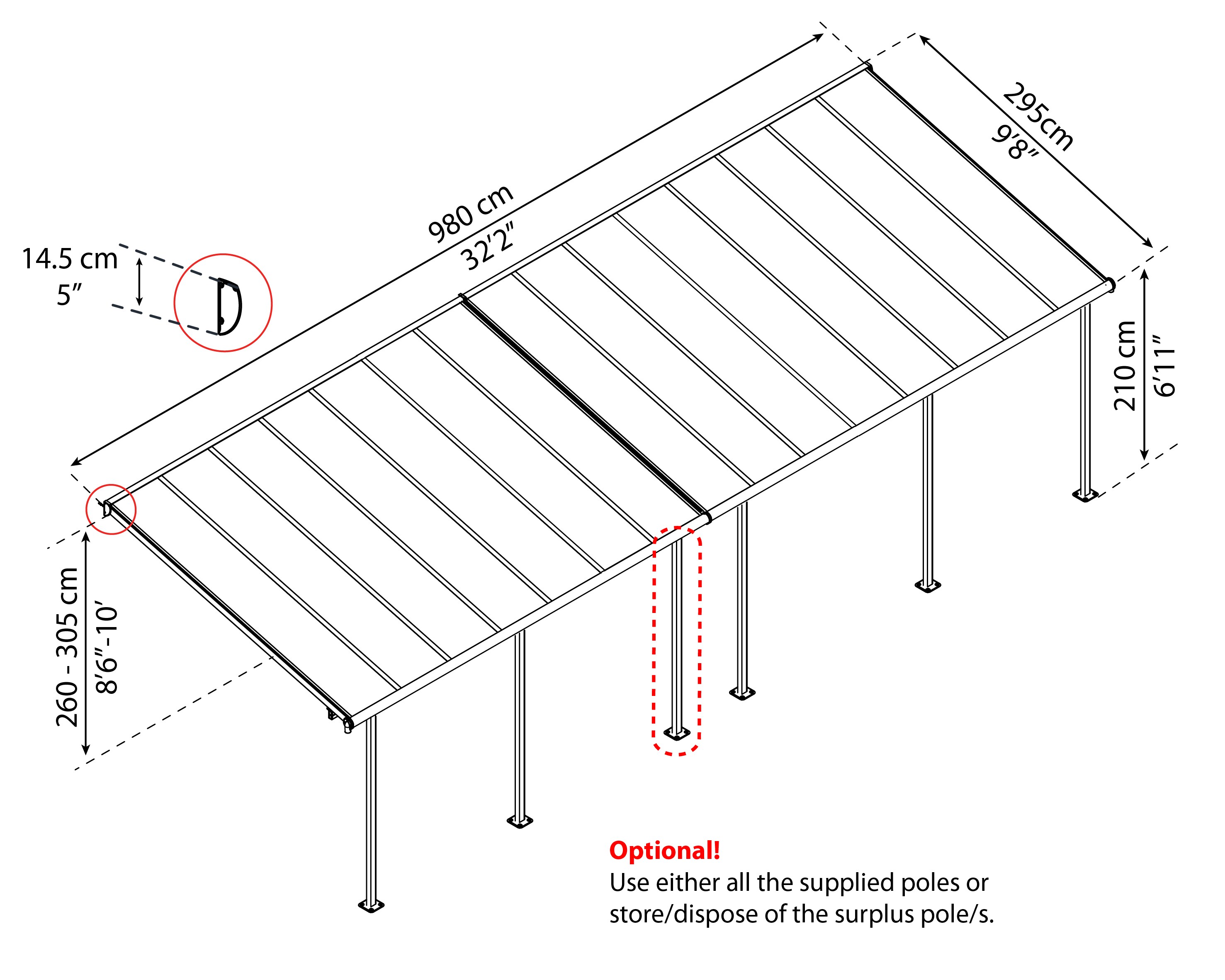 Canopia by Palram Sierra 10-ft x 32-ft Gray/Gray Aluminum Patio Cover ...