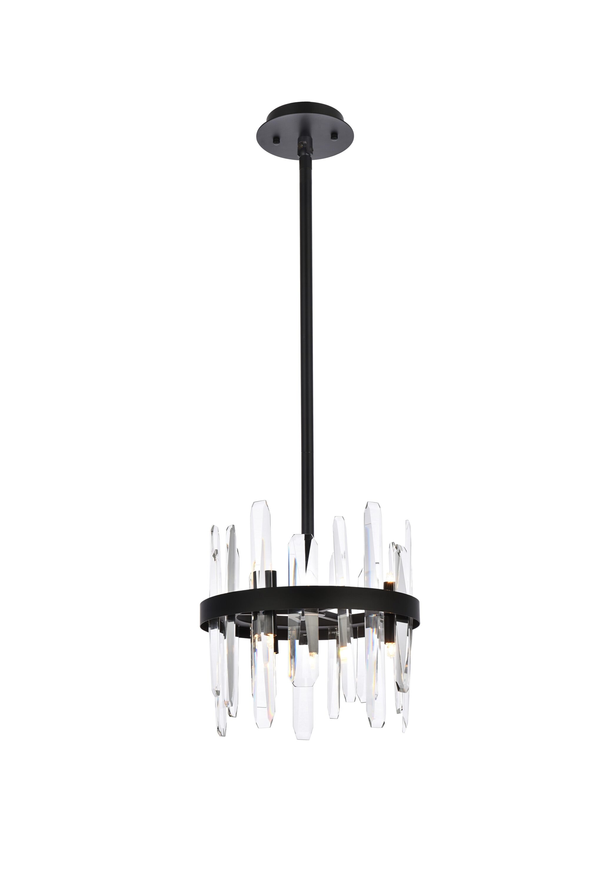 Serena Black Iron Pendant with Clear Crystal Prisms