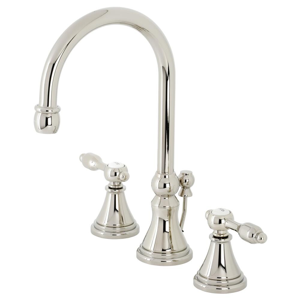 Kingston Brass Tudor Polished Nickel Widespread 2 Handle Bathroom Sink Faucet With Drain In The 2815