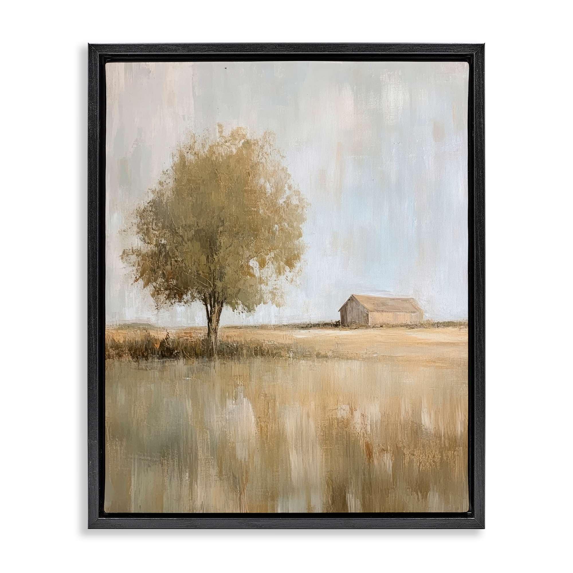 Stupell Industries BT-829-FFB-16X20 Distant Barn and Lone Tree Floating Frame design by Petal Prints Design