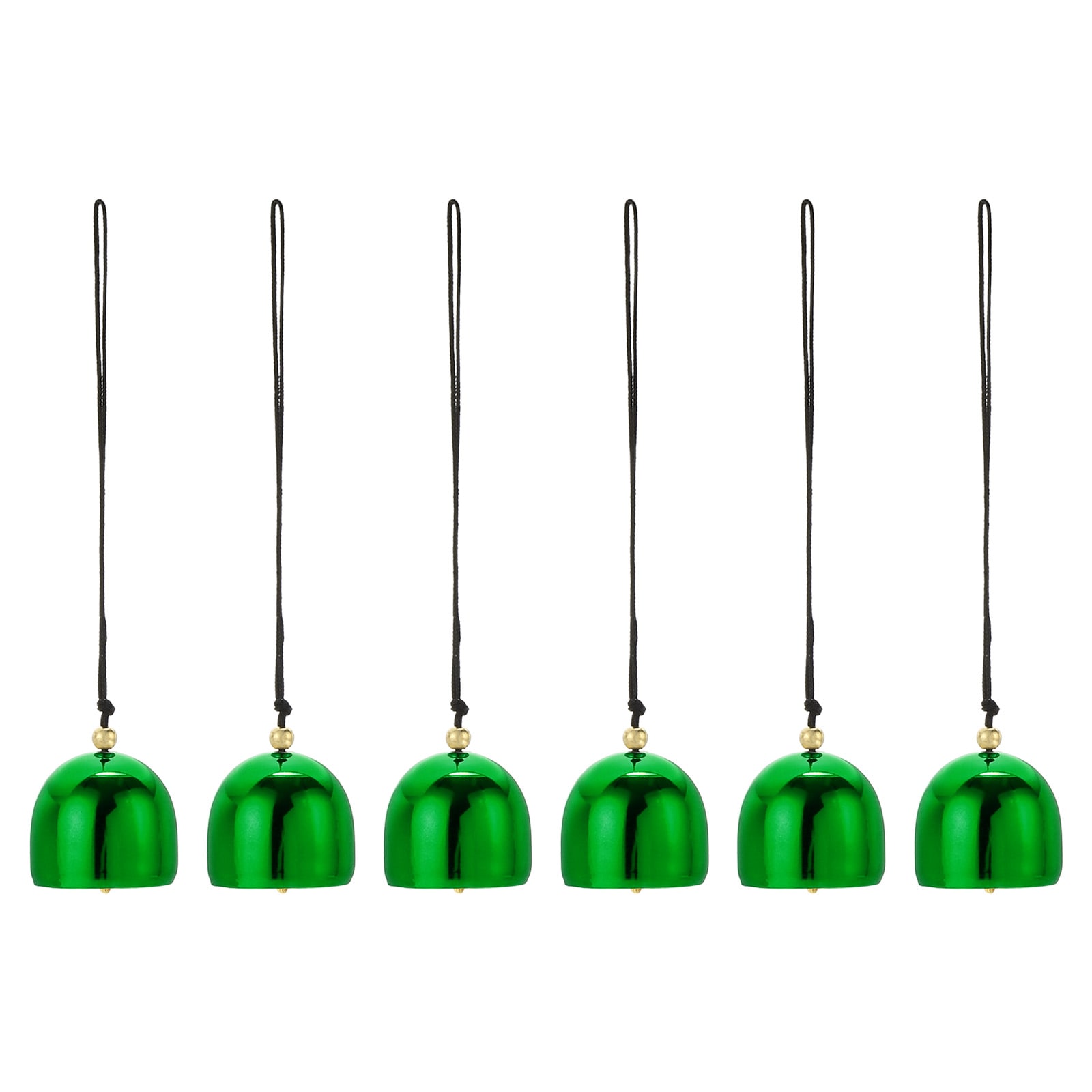 PATIKIL 6 pcs Wind Chime Hanging Bells Temple Bells Retro Outdoor Hanging Metal Chinese Wind Chime Round with Lanyard for Outside Garden Camping 28 25mm Green Black