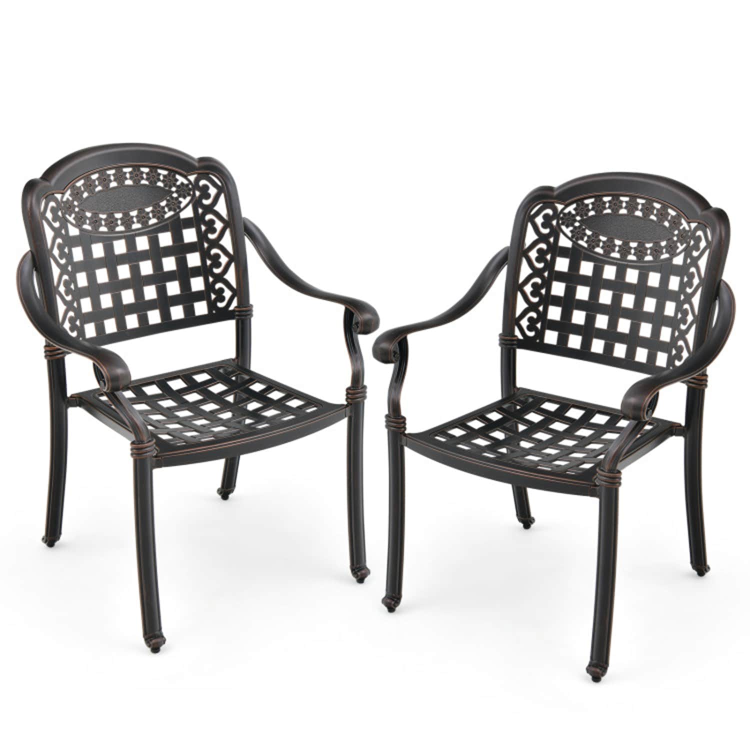 Dimakai DK-XG27CDF681 Set of 2 Stackable Bronze Aluminum Frame Stationary Dining Chair with Solid Seat