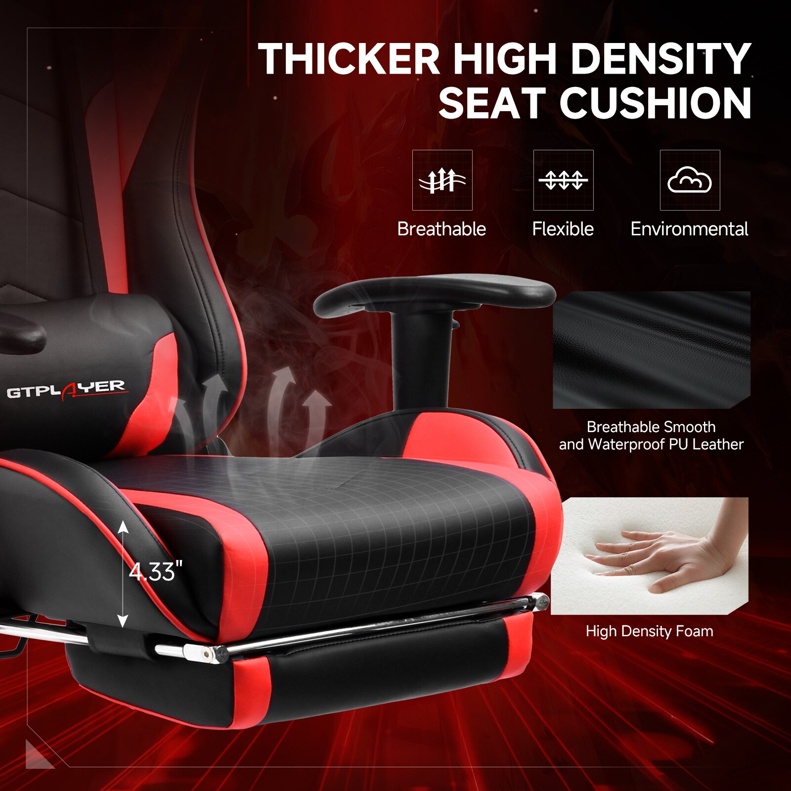 GTPLAYER LOWE'S-GT890MF-RED Office-Chairs - View #6
