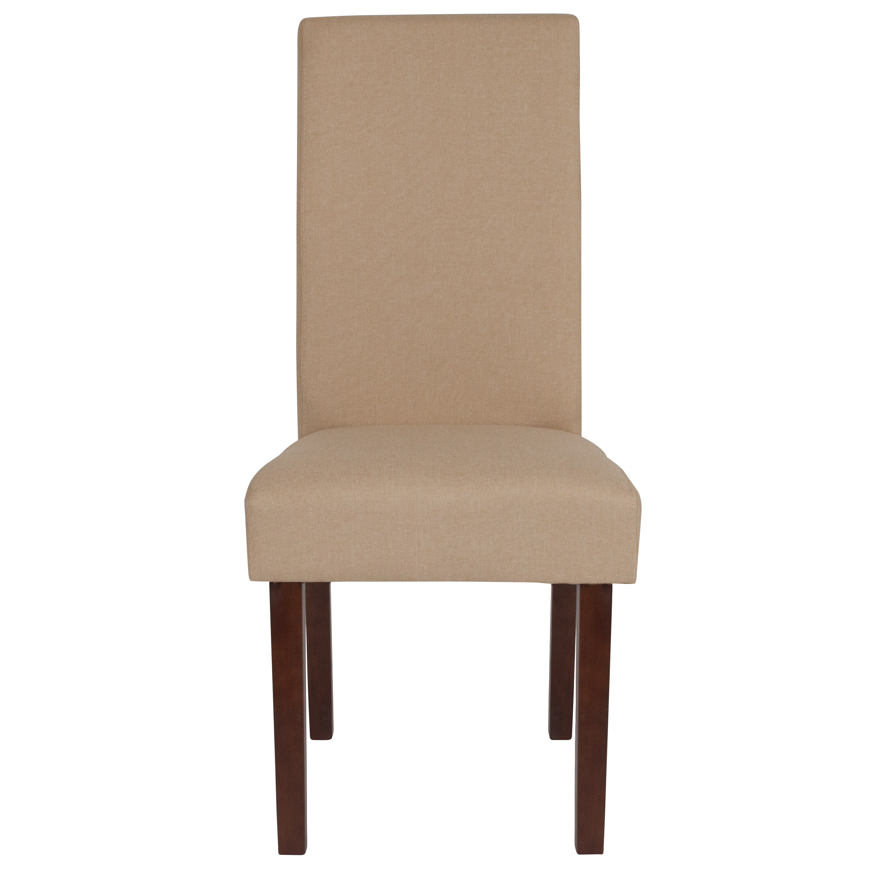 Elegant Parsons High-Back Side Chair in Beige with Solid Wood Legs