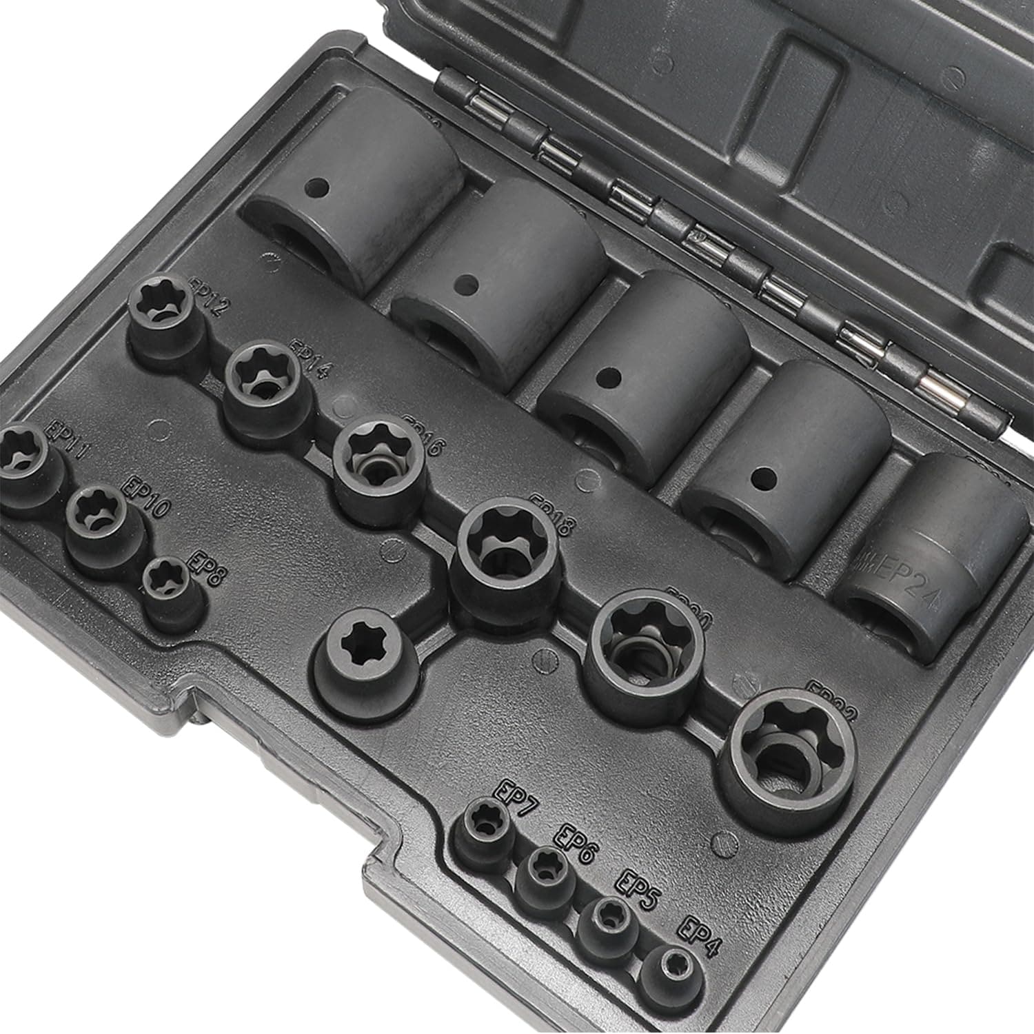 Justincity  External Torx Plus Socket Set 19 pcs 6 Point EP4 to EP32 Quarter Three Eighths Half Drive Chrome Vanadium Steel Heavy Duty for