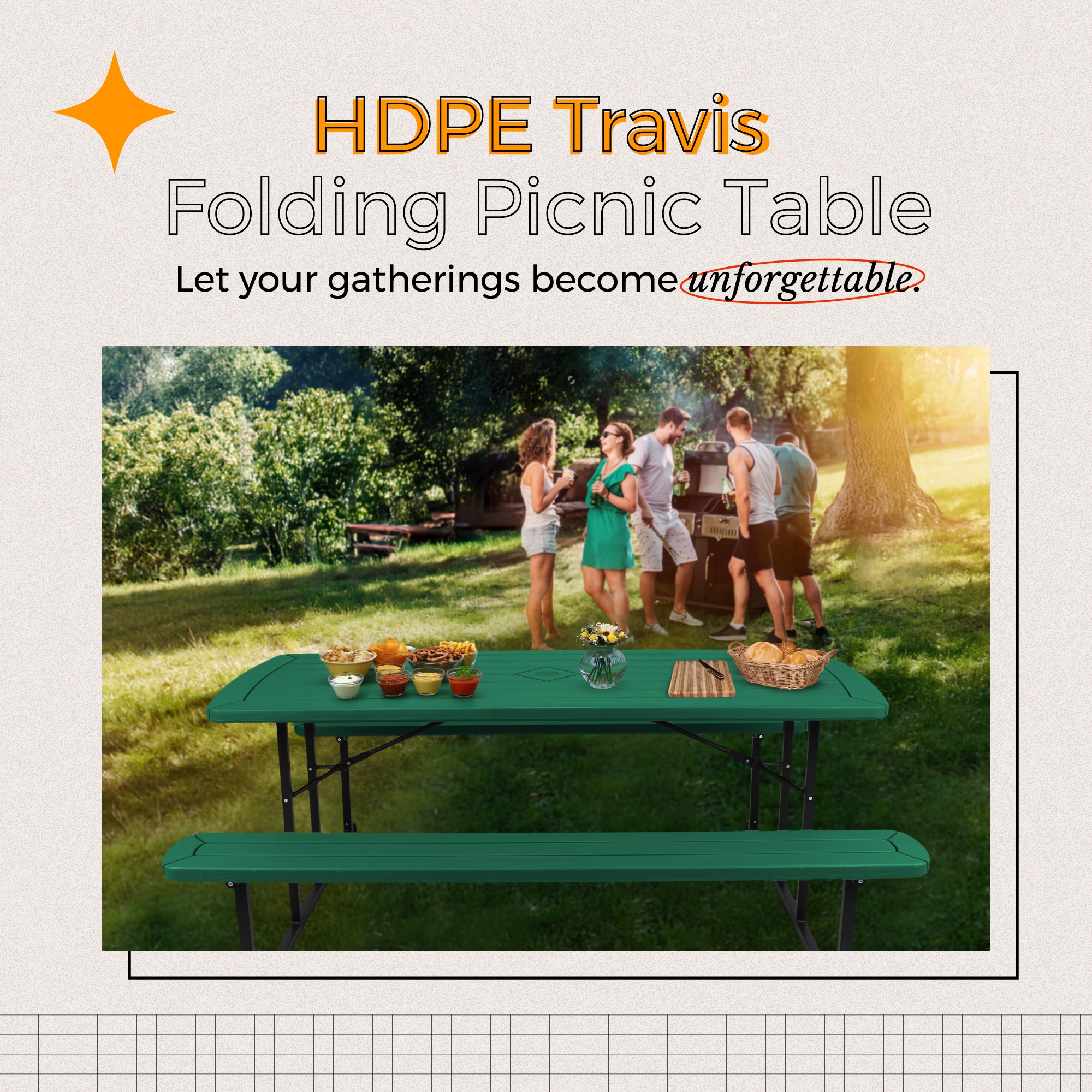 Hampden Furnishings HMDPT3072BK-GR Picnic-Tables - View #2