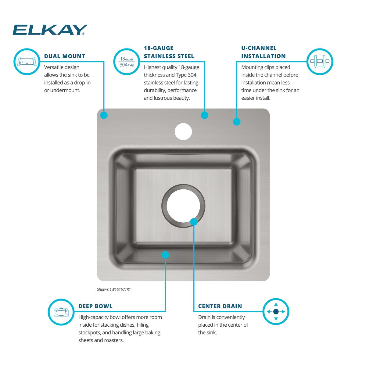 Elkay LW15157TR1 Bar-Prep-Sinks - View #4