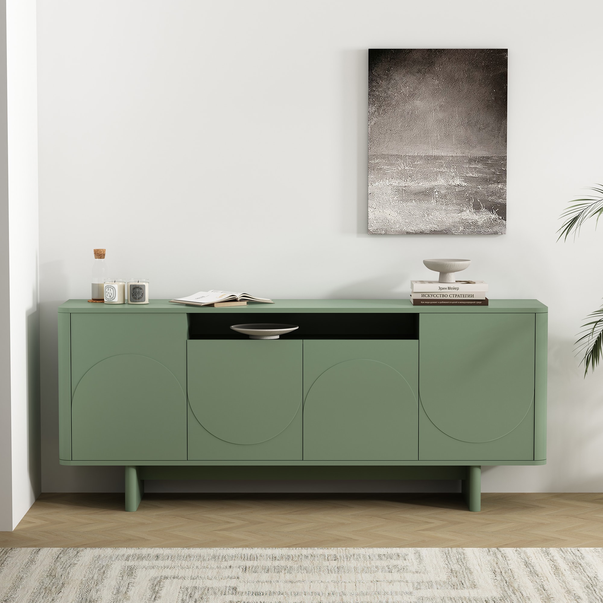 Manhattan Comfort SB005-GR Contemporary/Modern Sage Green Sideboard