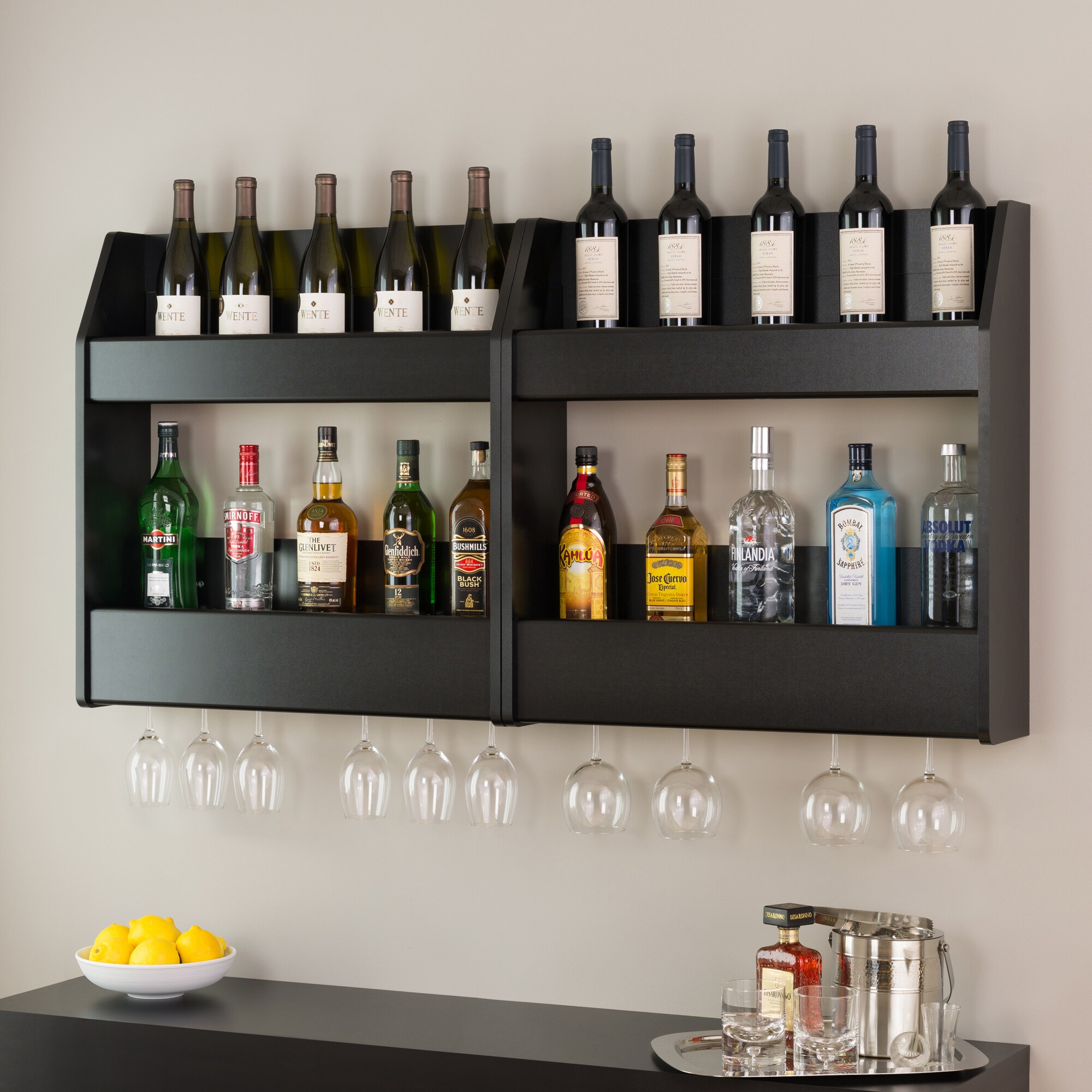 Prepac 12-Bottle Black Composite Wall-mounted Wine Rack in the Wine ...