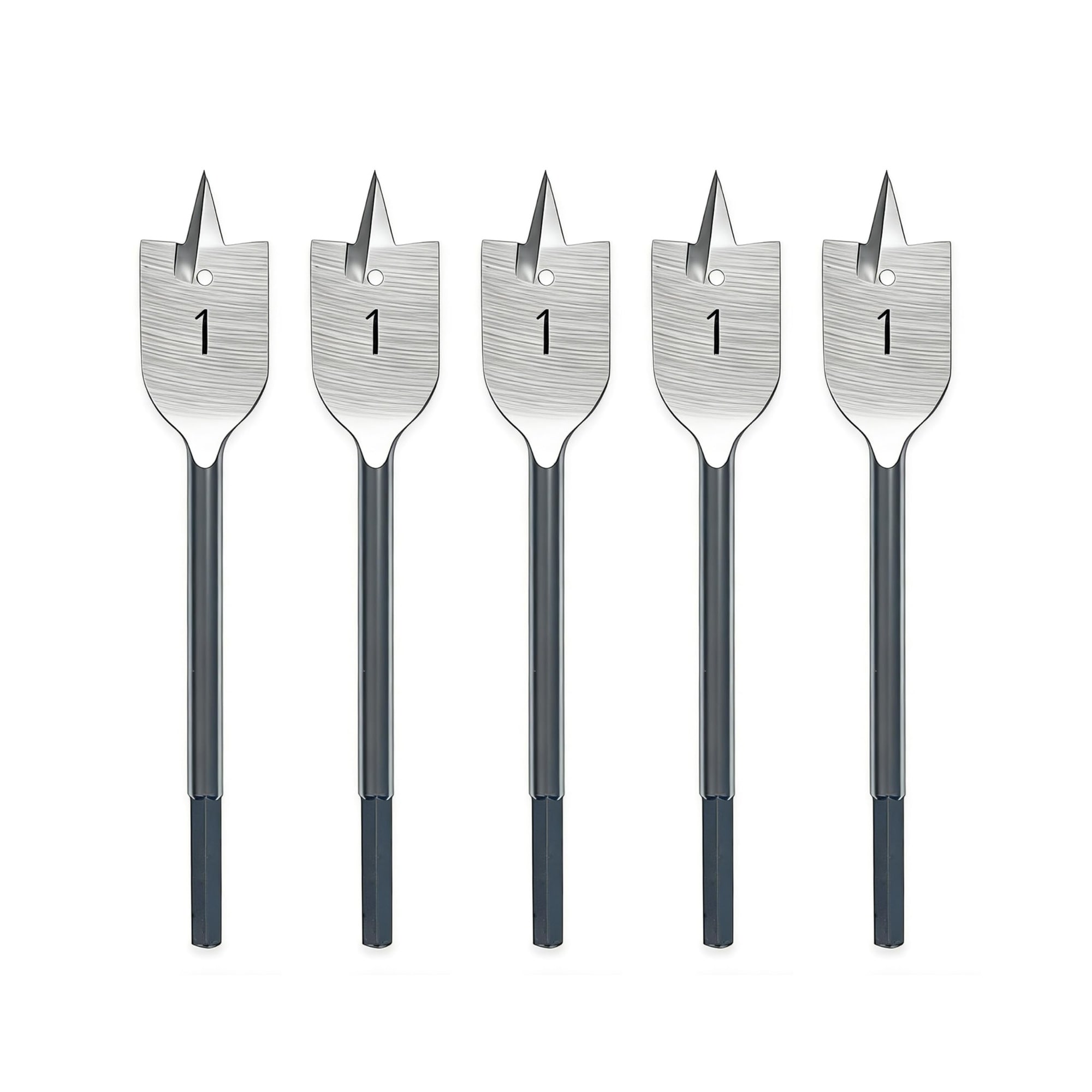 SenQWFa 1 inch Spade Drill Bit Set 5 Pieces Paddle Flat Bits with Hex Shank High Carbon Steel Self Centering Tip for Woodworking #LDC0826C010