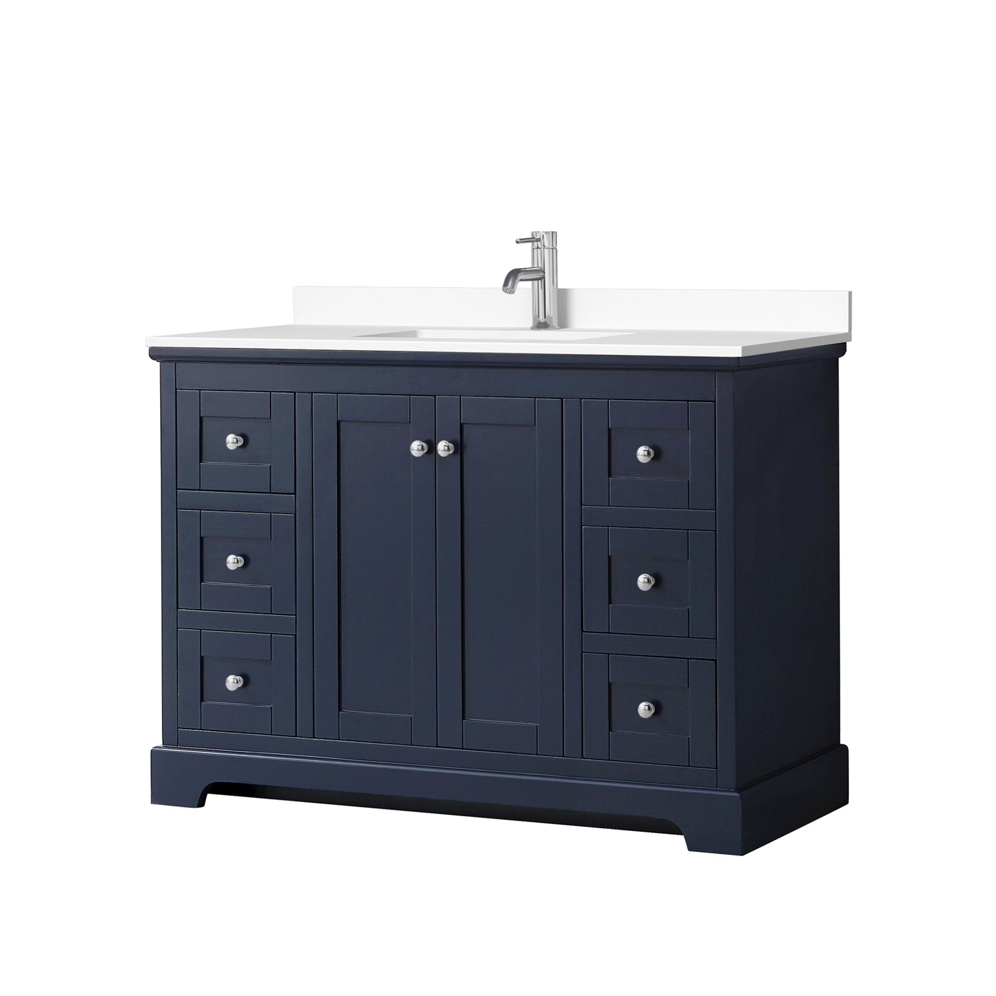 Wyndham Collection Avery 71-in Dark Blue Bathroom Vanity Cabinet