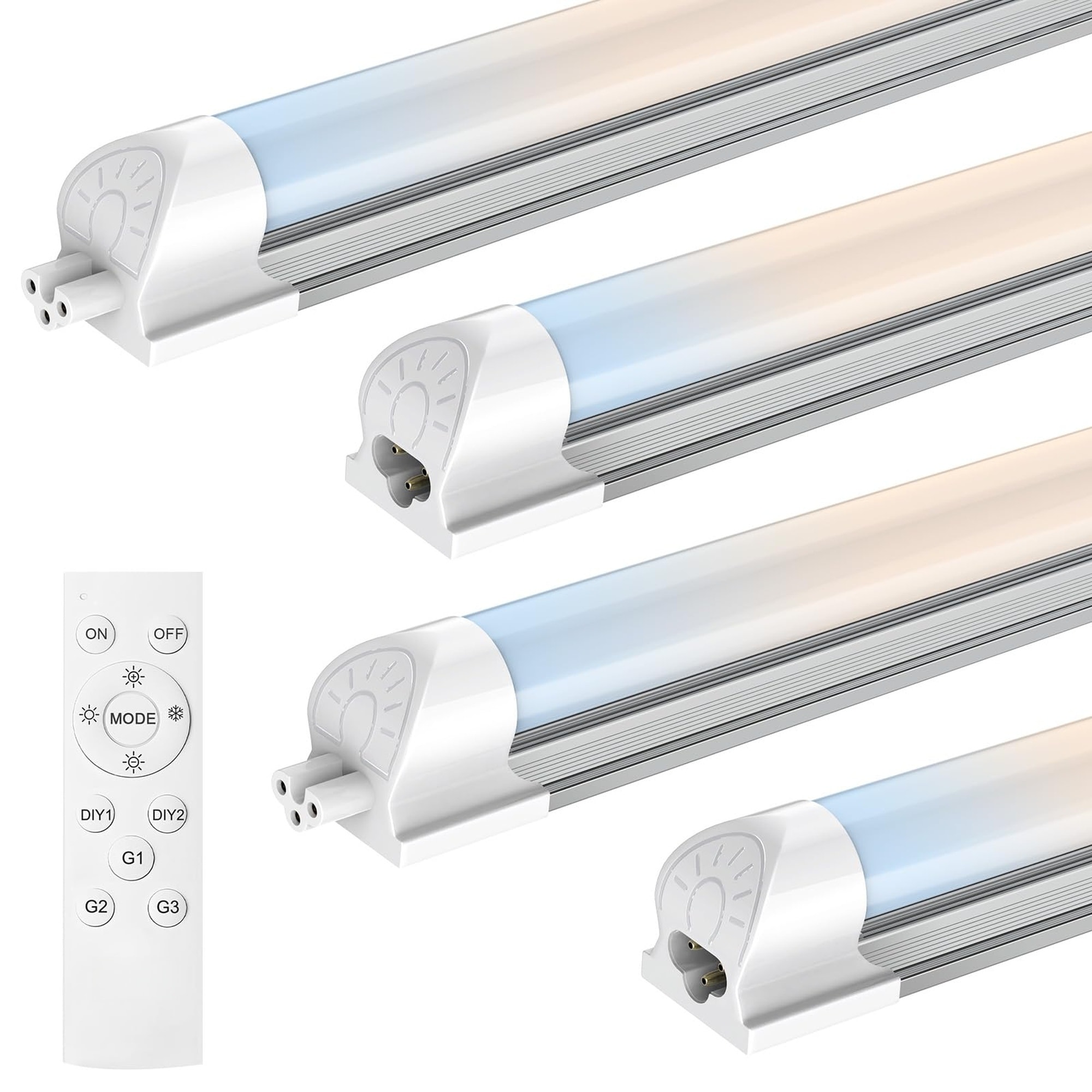 Angel Sar 4 Pack 5400LM LED Shop Light 4FT with Remote Dimmable 3000K-7000K Adjustable ETL Listed for Workshop Basement Workbench