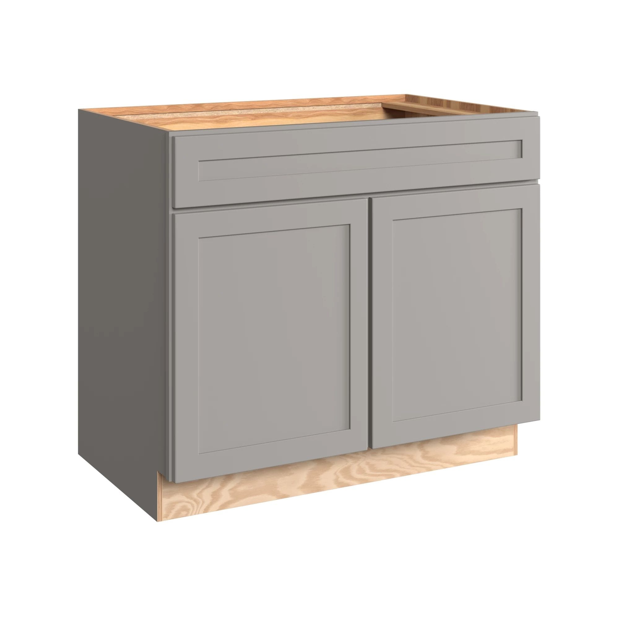 KraftMaid Momentum B39G81 Deveron 39-in W x 34.5-in H x 24-in D Pebble Grey Base Fully assembled Plywood Cabinet (Recessed Panel Shaker)