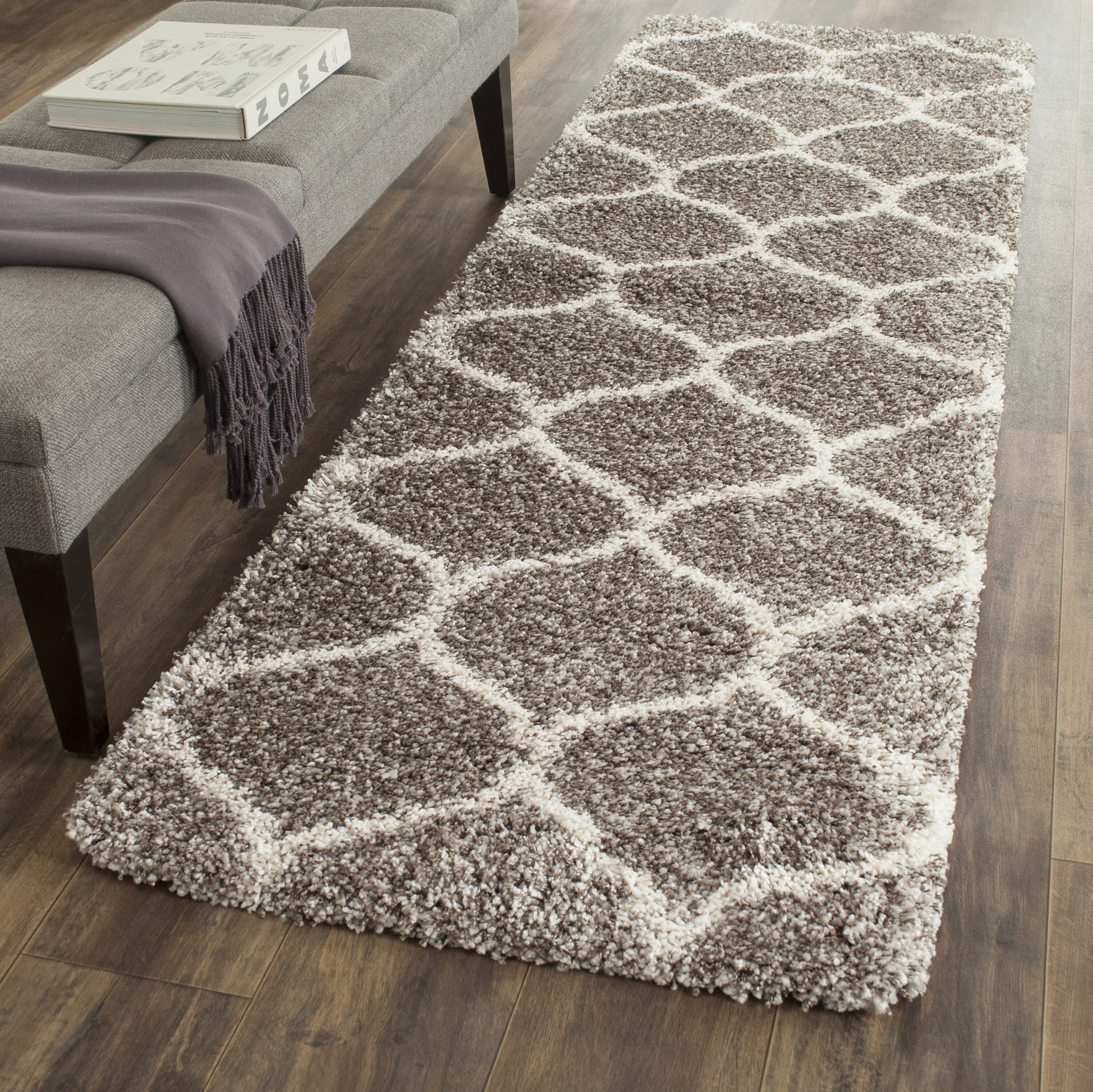 Safavieh - Hudson Shag 280B Grey / Ivory 2ft-3in x 20ft