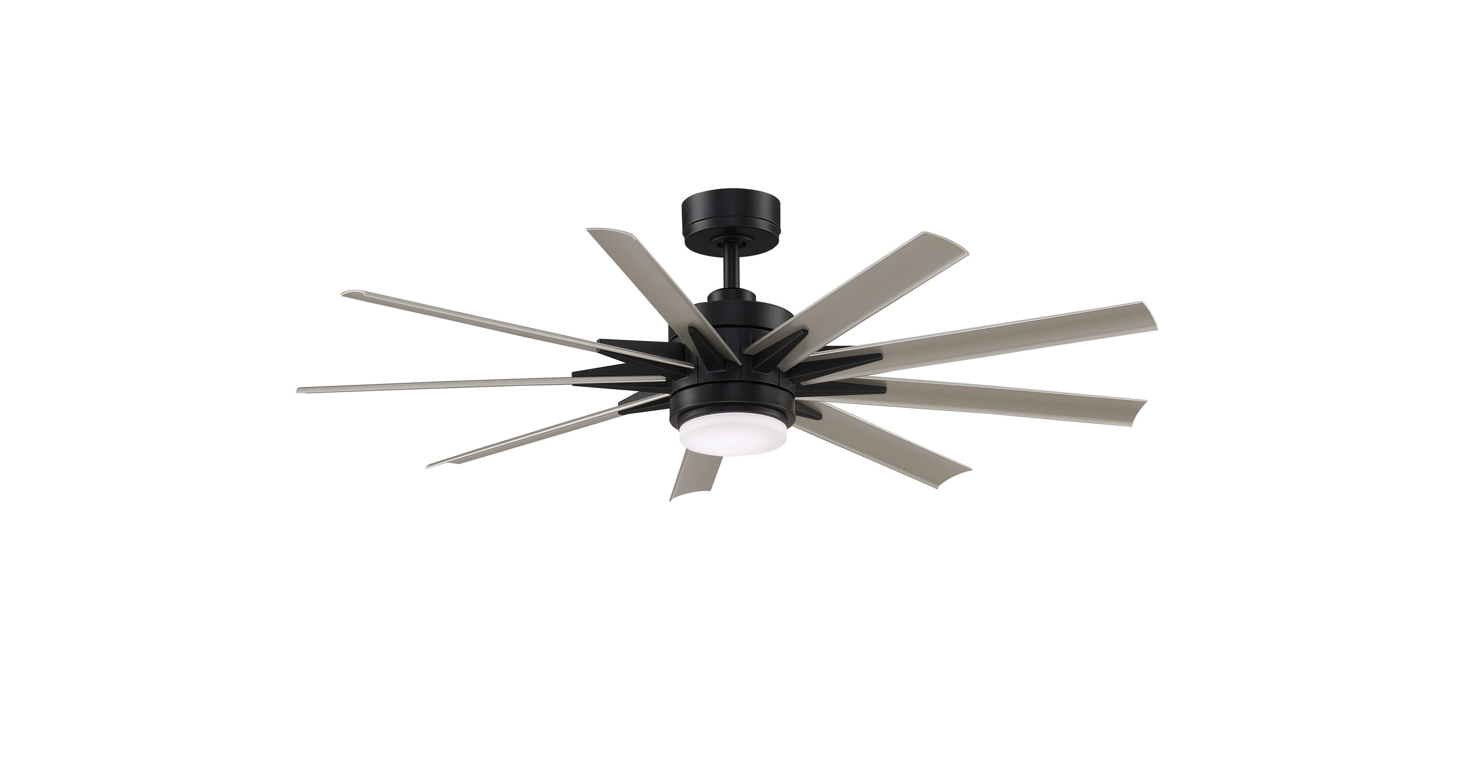 Odyn Custom 56-in Black Color-changing LED Indoor/Outdoor Smart Ceiling Fan with Light Remote (9-Blade) | - Fanimation FPD8152BLW-56BNW