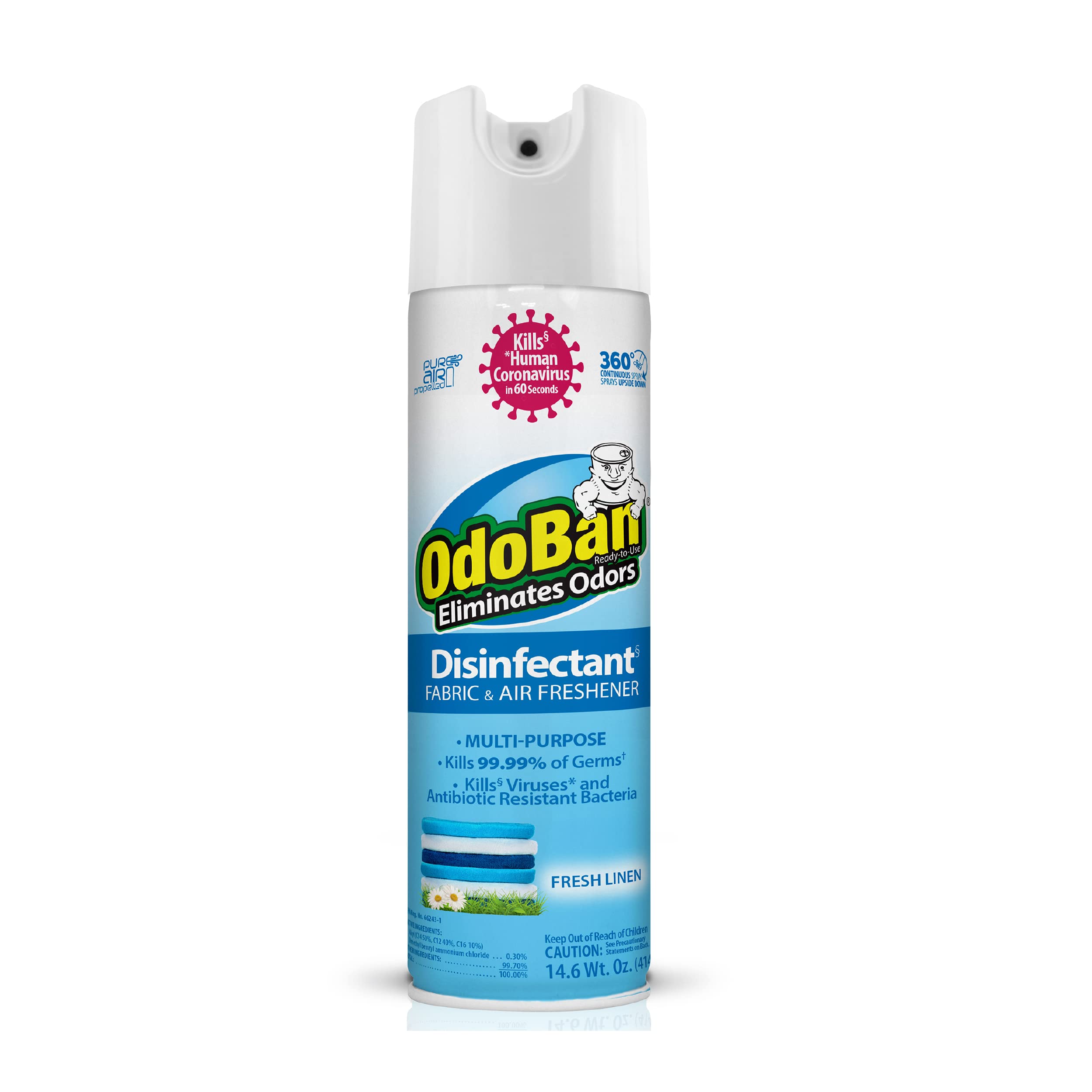 OdoBan  360-Degree Continuous Spray Disinfectant and Air Freshener - Fresh Linen Scent 14.6 oz