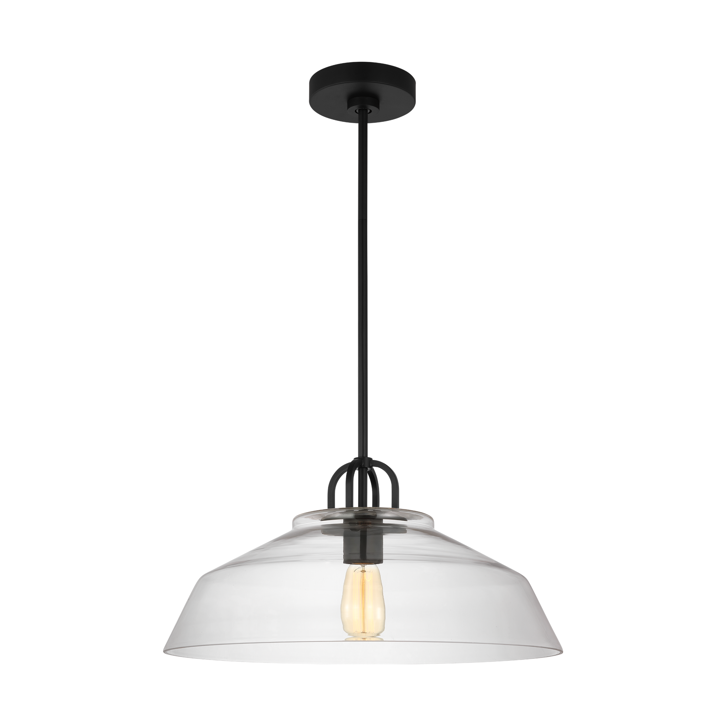 Midnight Black Clear Glass Industrial Pendant Light