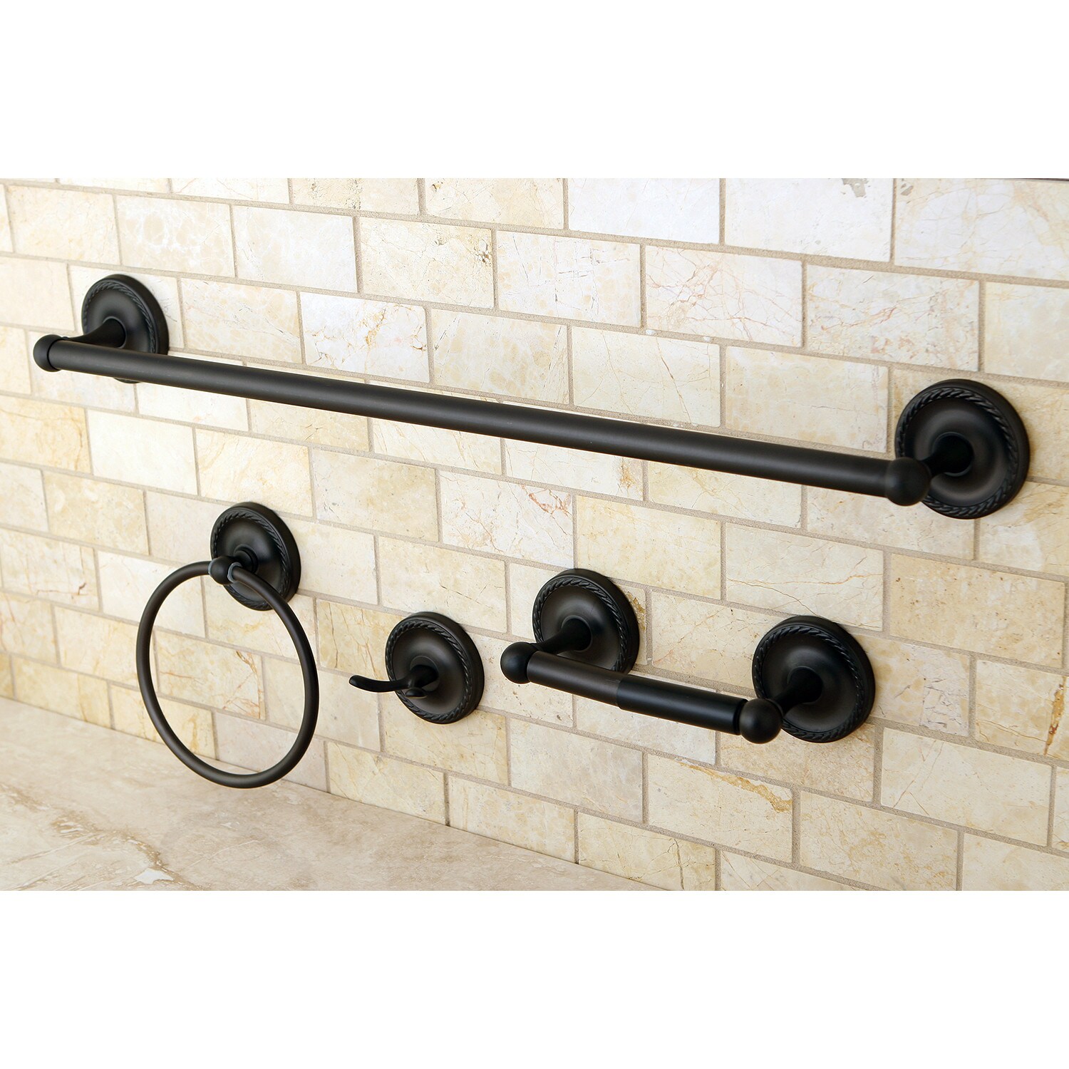 Kingston Brass 4-Piece Laurel Oil Rubbed Bronze Decorative Bathroom Hardware Set