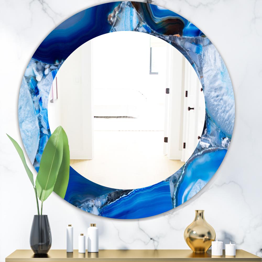 Designart 31.5-in W x 31.5-in H Round Blue Polished Wall Mirror at ...