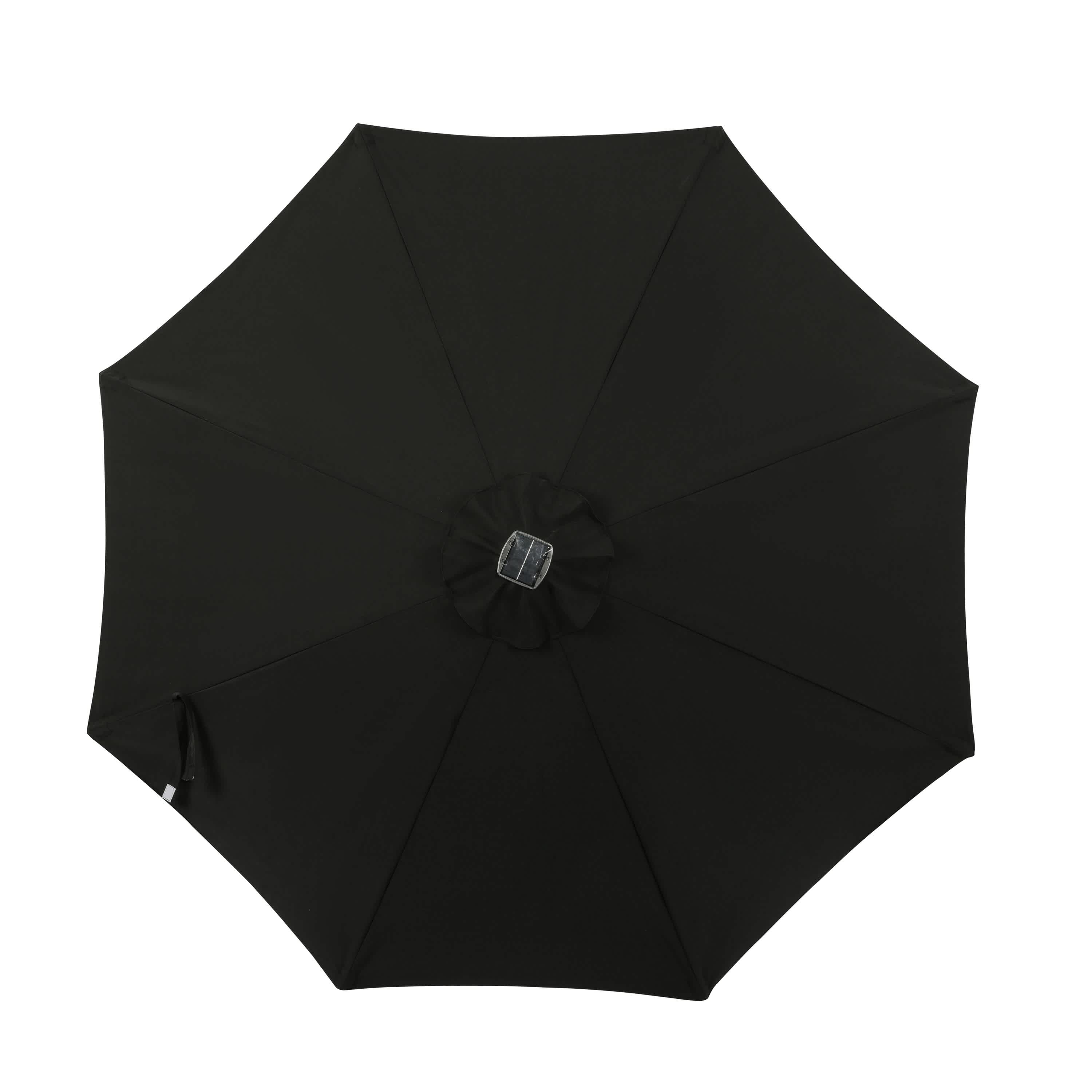 Mirage II Fiesta Black Aluminum Market Patio Umbrella with Solar LED Lights