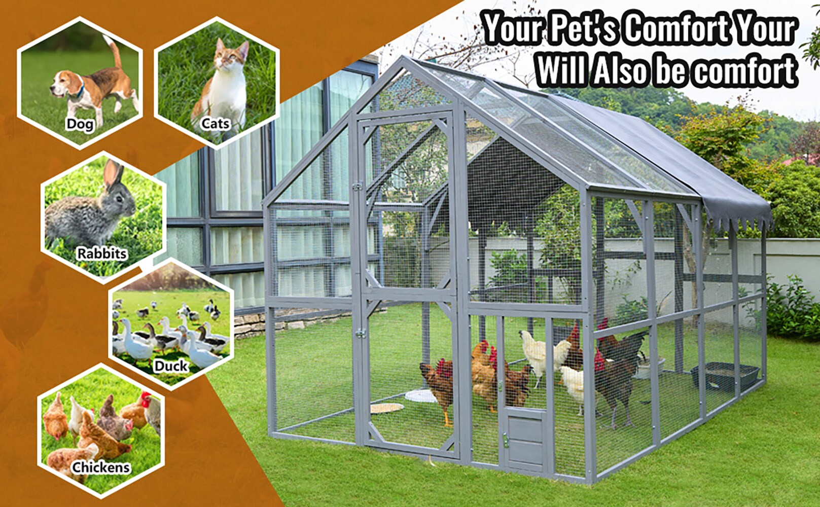 Kahomvis QCL-QPW835-005 Chicken-Coops-Rabbit-Hutches - View #5