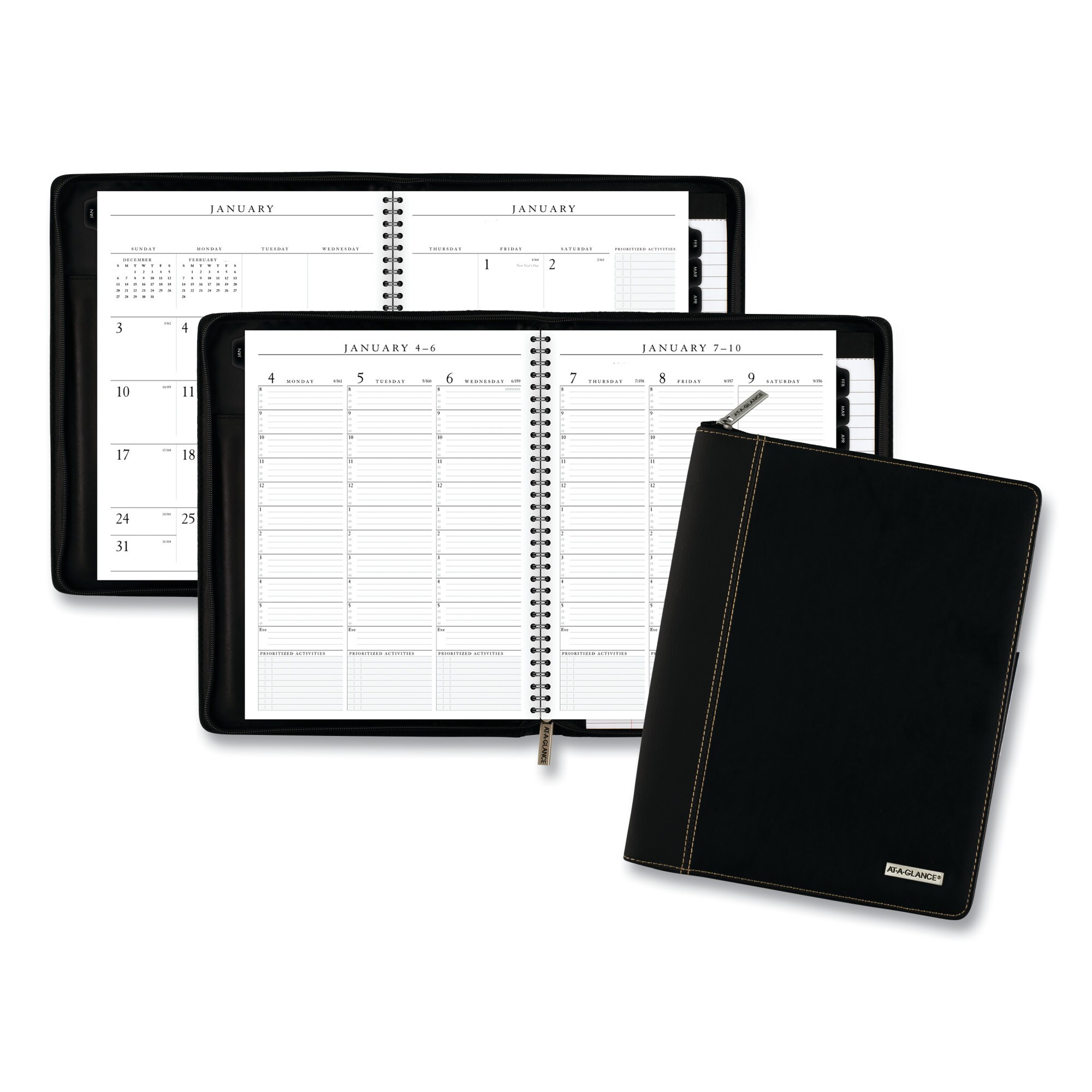 AT-A-GLANCE AAG70NX8105 Executive Weekly Vertical-Column Appointment Book, Telephone/Address Section, 11 x 8.25, Black, 12-Month (Jan-Dec): 2023