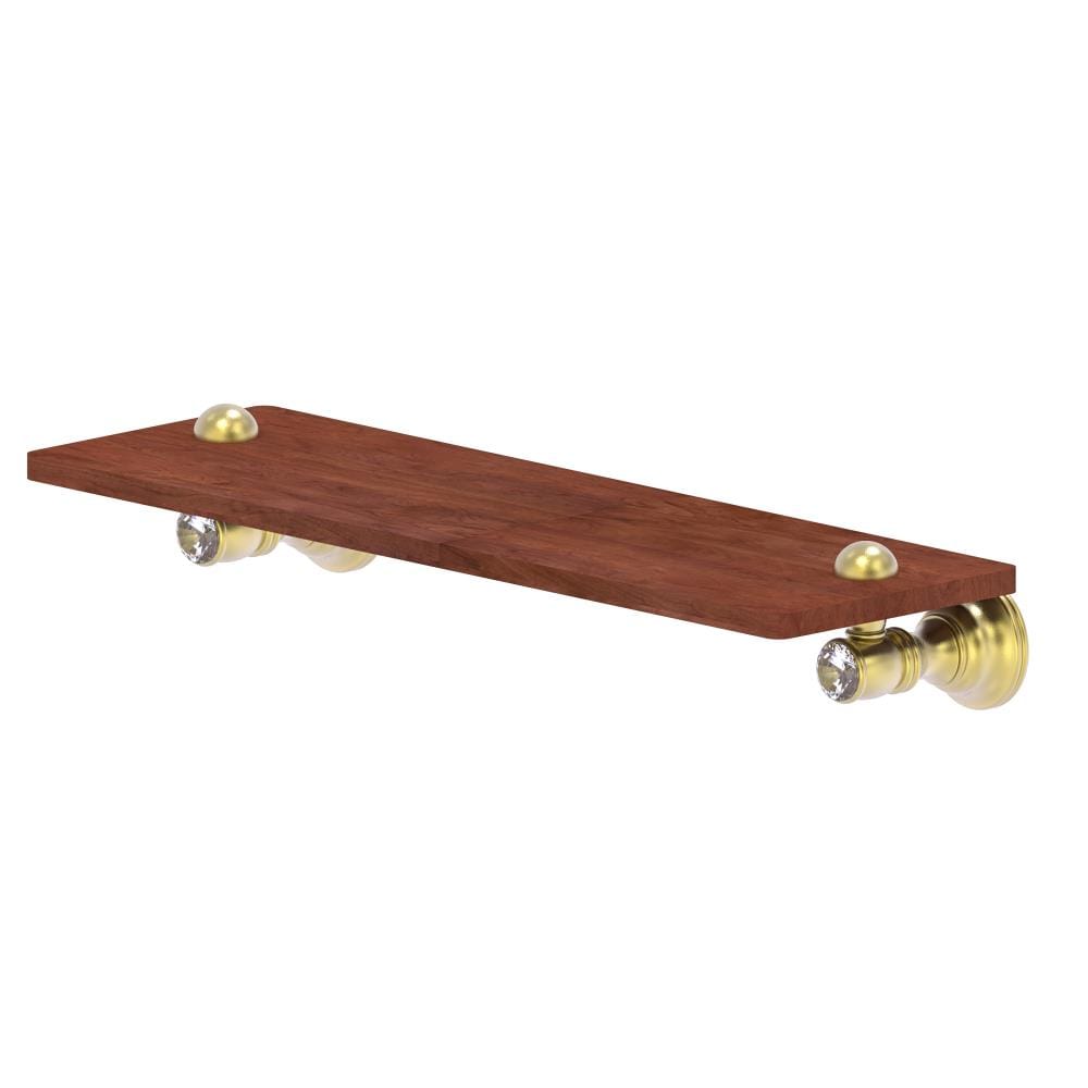 Allied Brass CC-1-16-IRW-SBR Carolina Crystal Satin Brass Wall mount Bathroom Shelf ( 16-in x 2.4-in x 5-in )