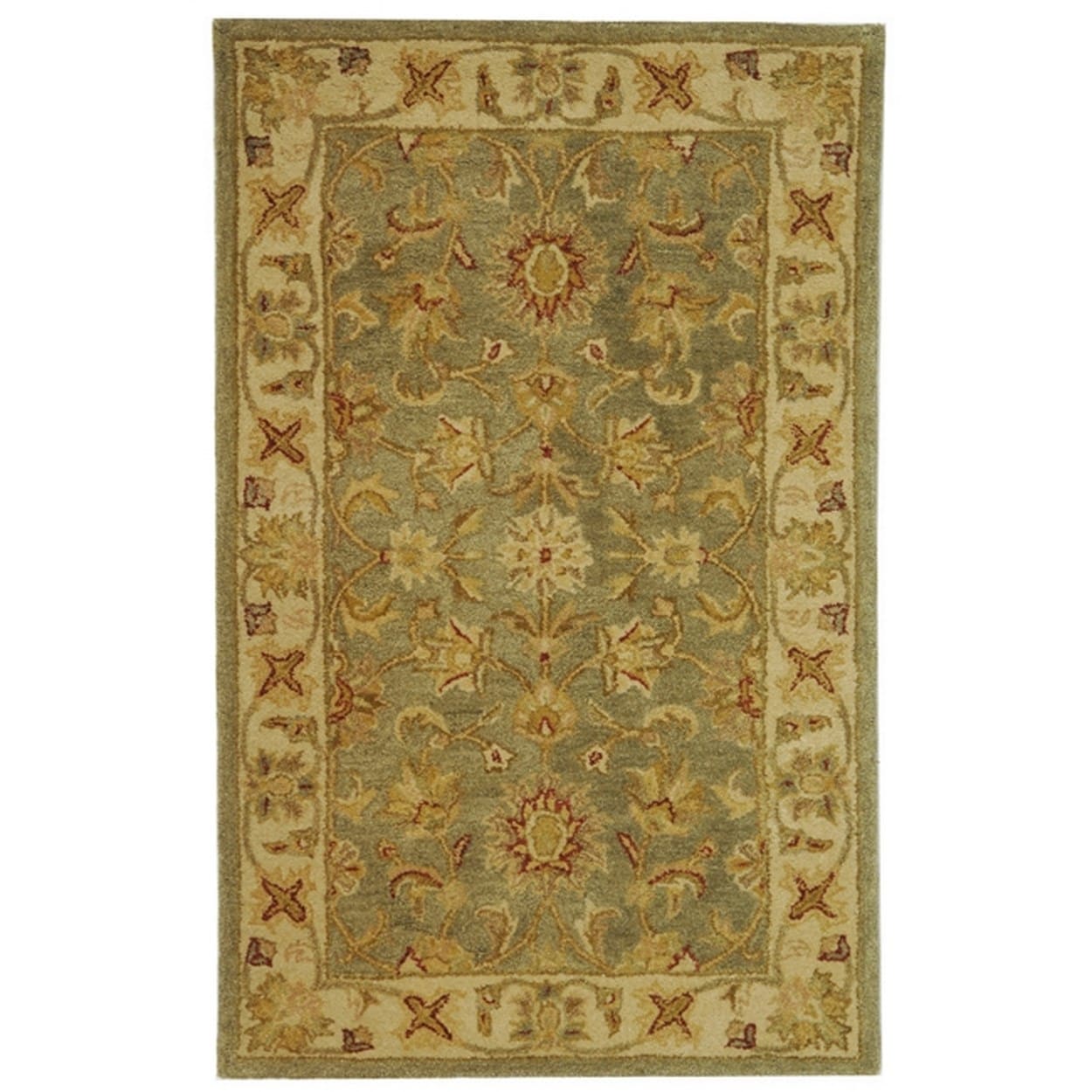 Handmade Green and Gold Wool Tufted Area Rug 2' x 3'